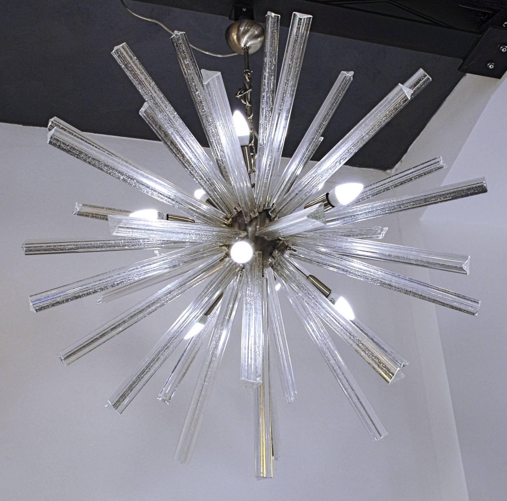 Midcentury ‘Sputnik’ Chandelier, Glass with Silver Triedri, Alberto Donà, 1990s In Good Condition In Tavarnelle val di Pesa, Florence