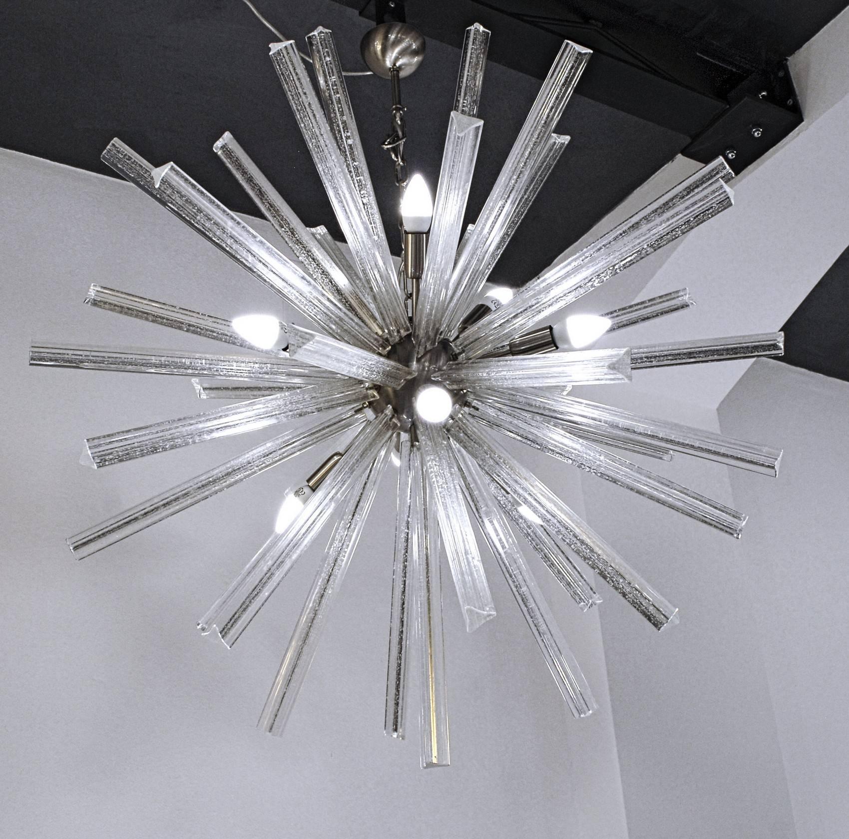 Late 20th Century Midcentury ‘Sputnik’ Chandelier, Glass with Silver Triedri, Alberto Donà, 1990s