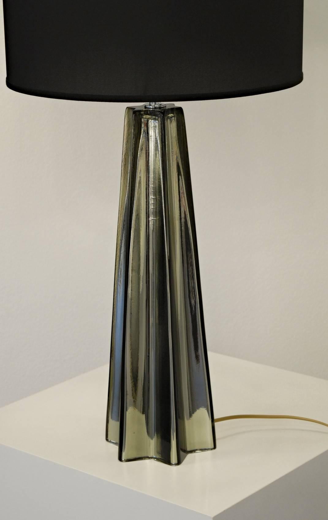 Alberto Donà Pair of Cone Star-Shaped Table Lamps, Murano Mercury Glass In Excellent Condition In Tavarnelle val di Pesa, Florence