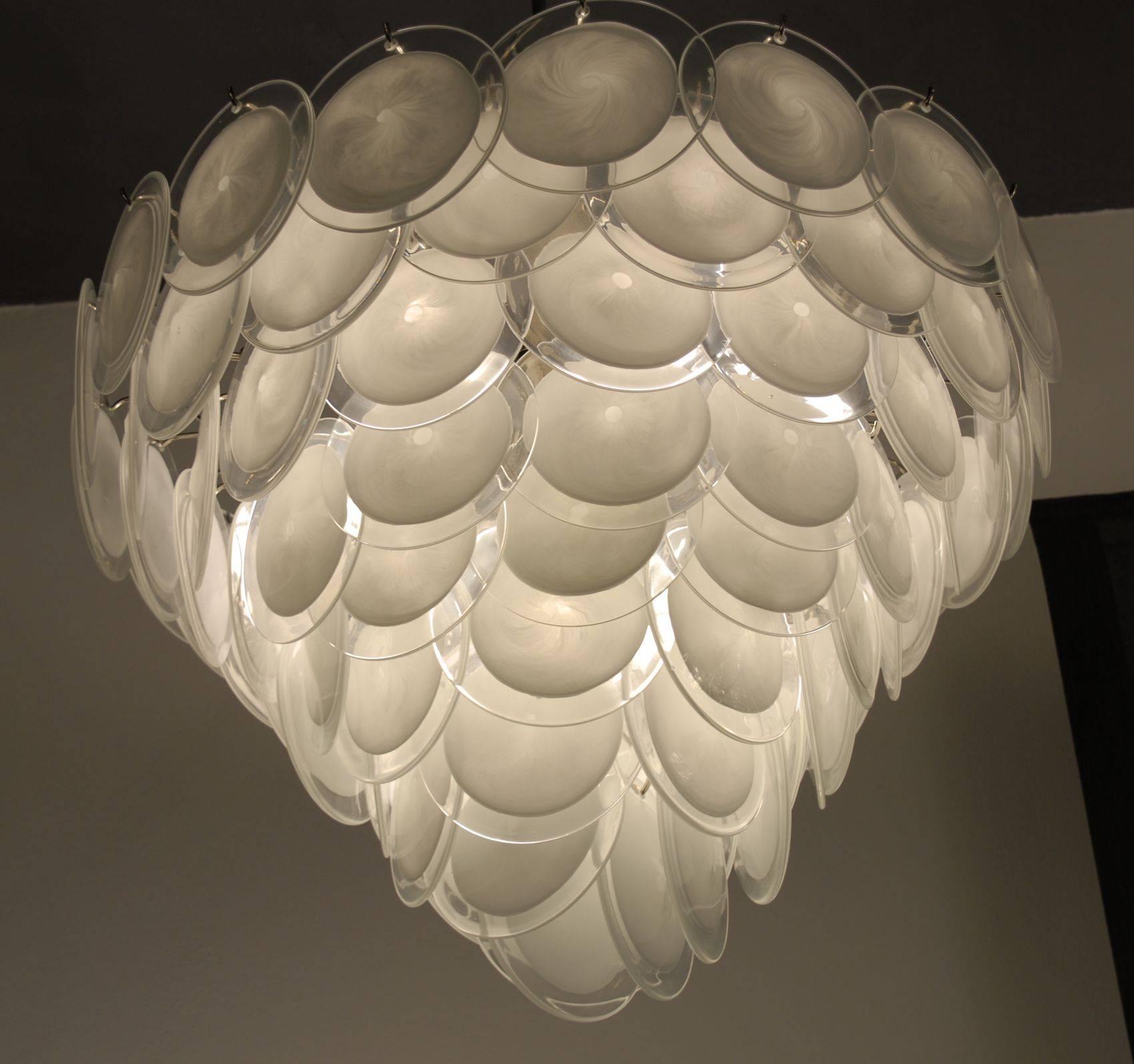 White Rullati Chandelier, Vistosi 1970 Attribution, Large and Oustanding 2