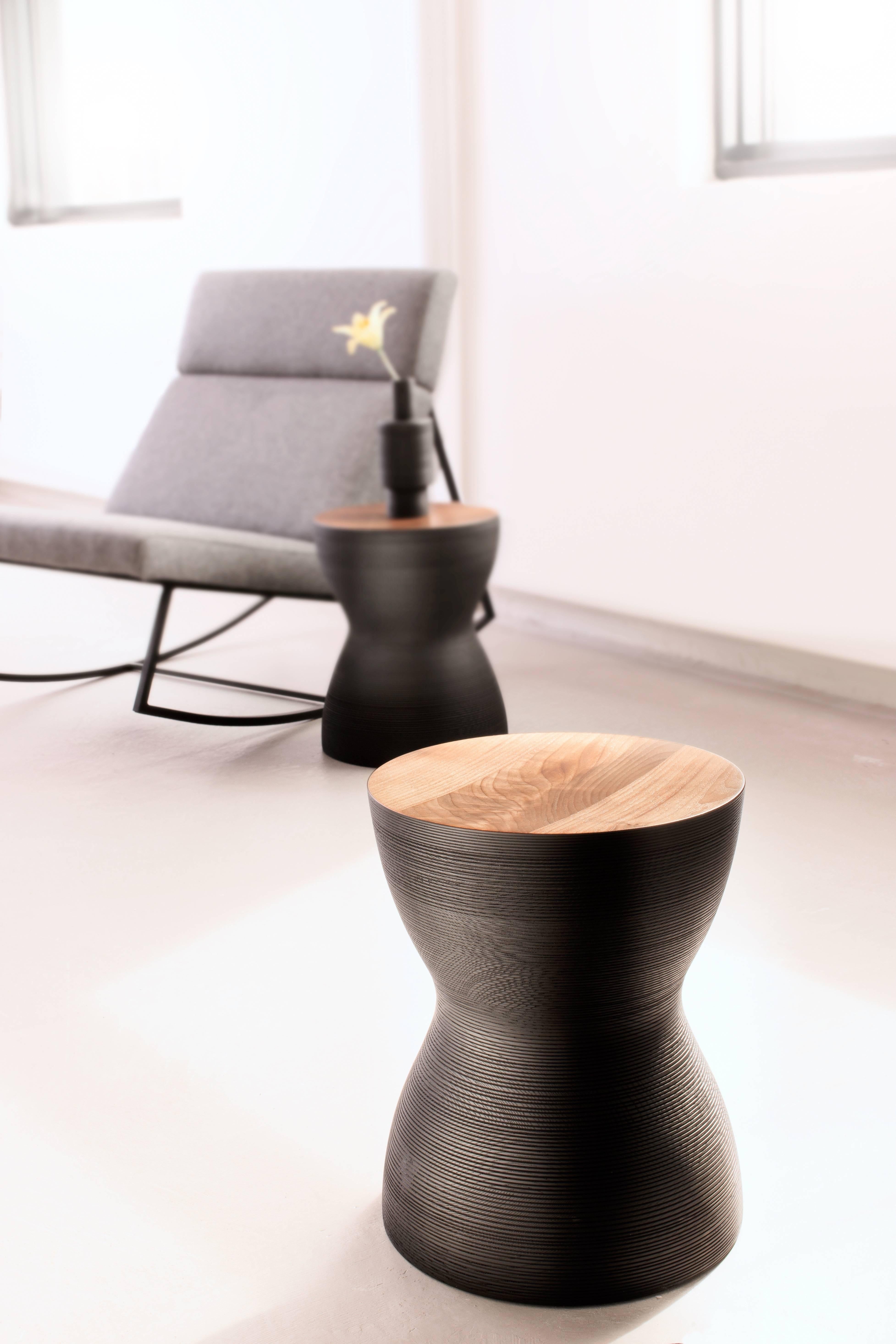 Modern Yoyo Stool, Hand Turned, Hardwood Side Table or Seating For Sale