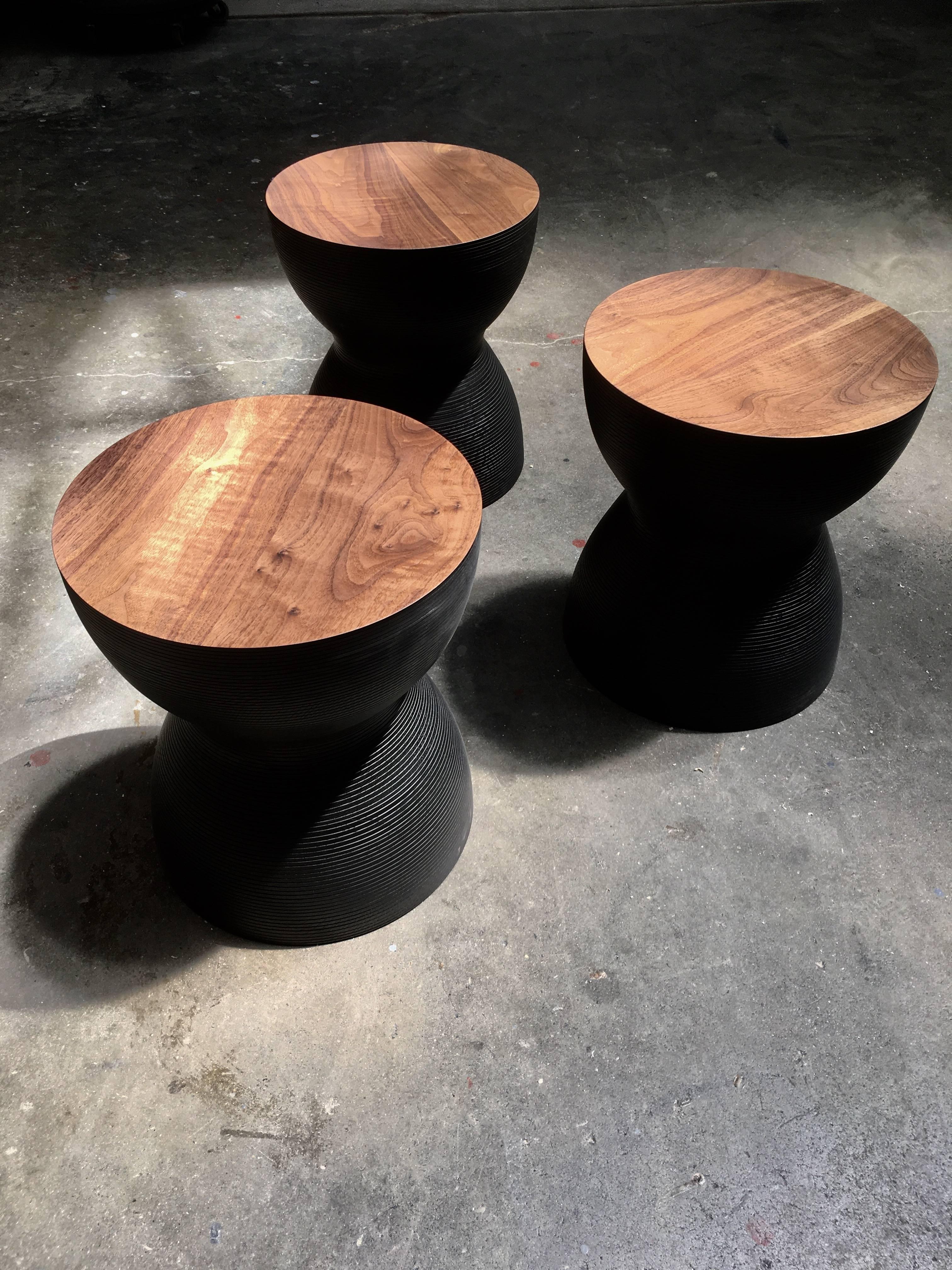 Yoyo Stool, Hand Turned, Hardwood Side Table or Seating In New Condition For Sale In St. Paul, MN