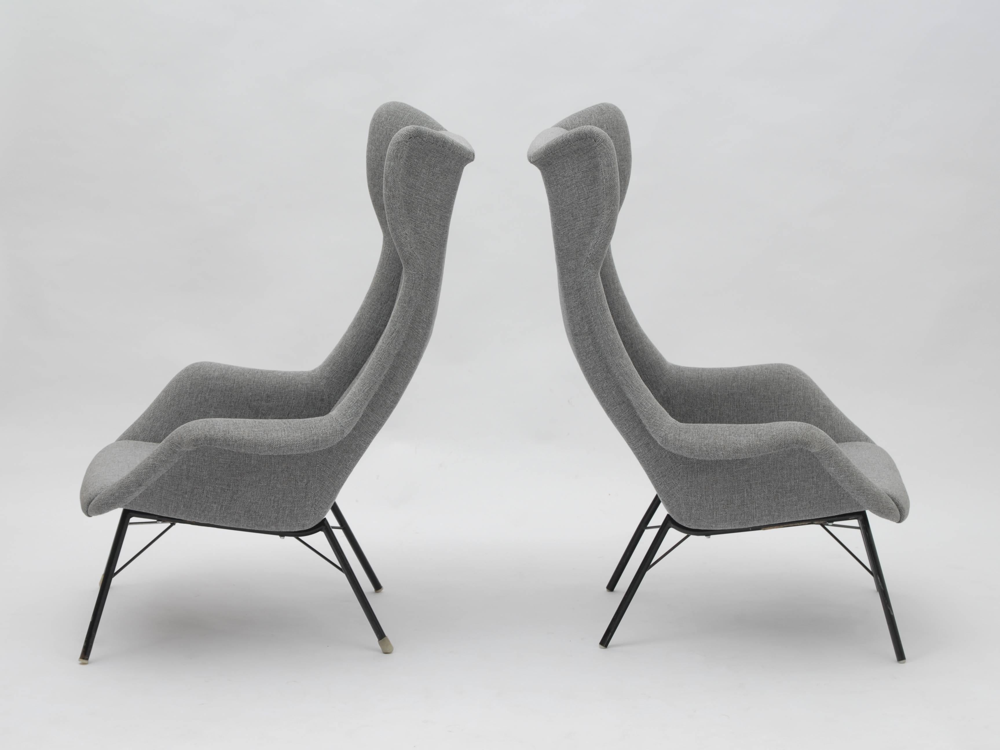 Pair of Wingback Chairs by Miroslav Navratil, Czechoslovakia, 1960 In Excellent Condition For Sale In Prague, CZ