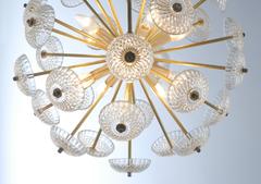 Brass and Glass Dandelion Sputnik Chandelier, Czechoslovakia, 1970