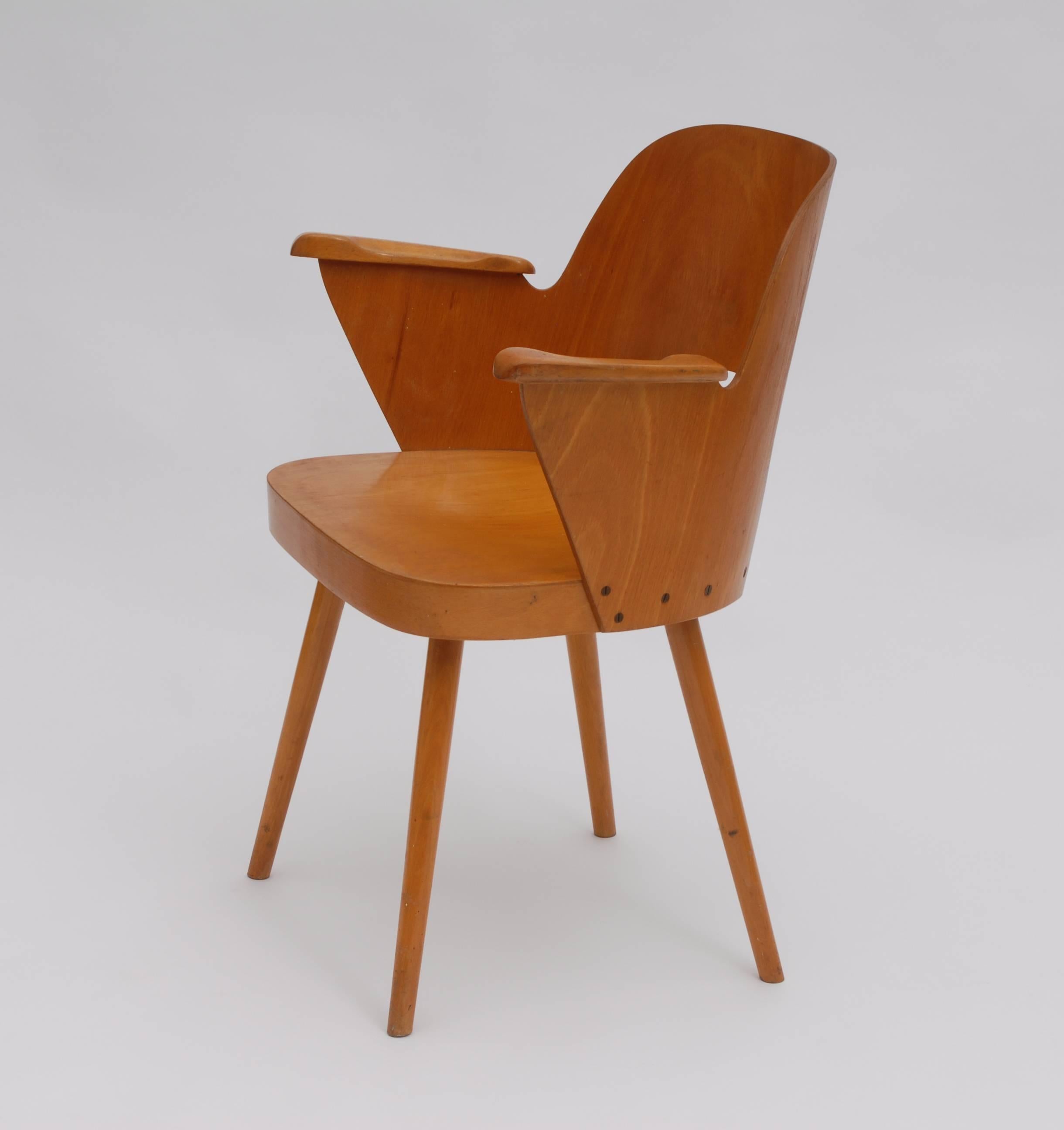 Mid-Century Modern Mid-Century Wooden Armchair by Oswald Haerdtl For Sale