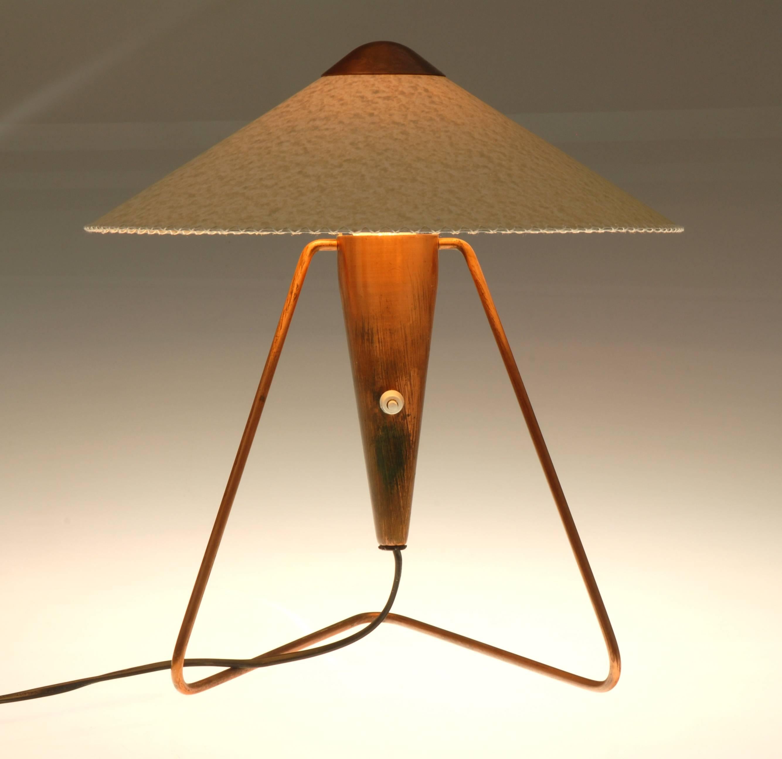 Mid-Century Modern Mid-Century Copper Table Lamp by Helena Frantová, Set of Two For Sale