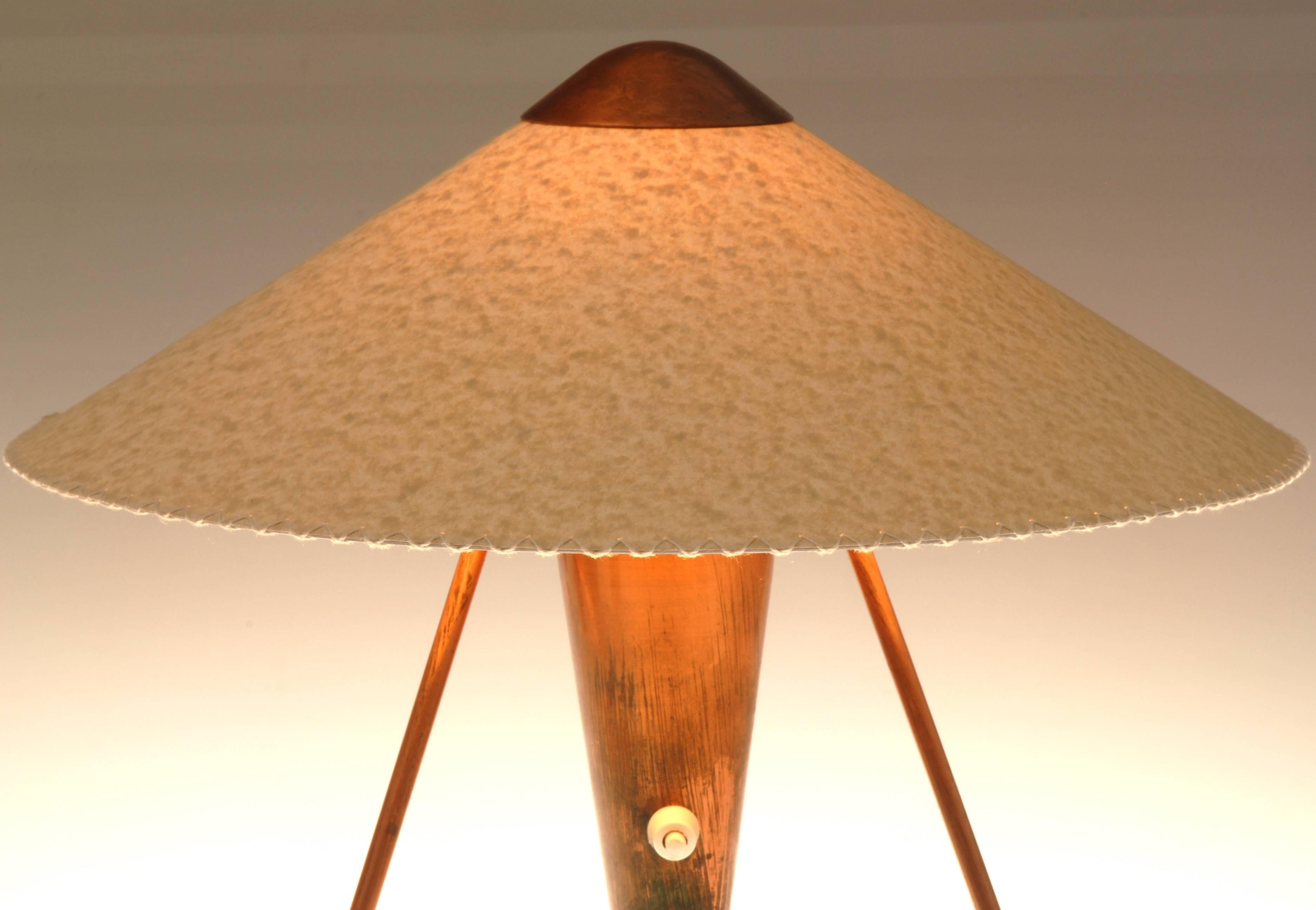 Czech Mid-Century Copper Table Lamp by Helena Frantová, Set of Two For Sale