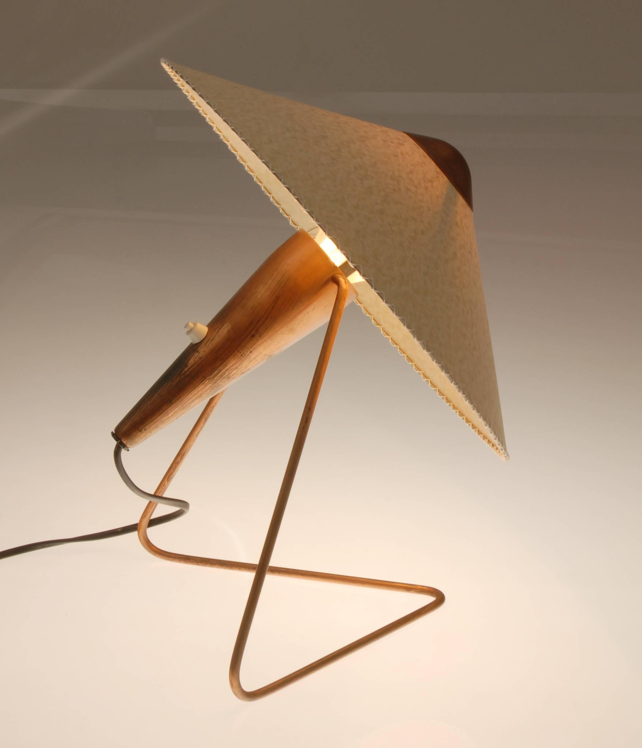 Mid-Century Copper Table Lamp by Helena Frantová, Set of Two In Excellent Condition For Sale In Prague, CZ