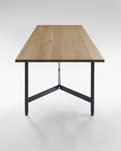 AT11, Solid White Oak & Blackened Steel Dining Table, Work Table, Desk