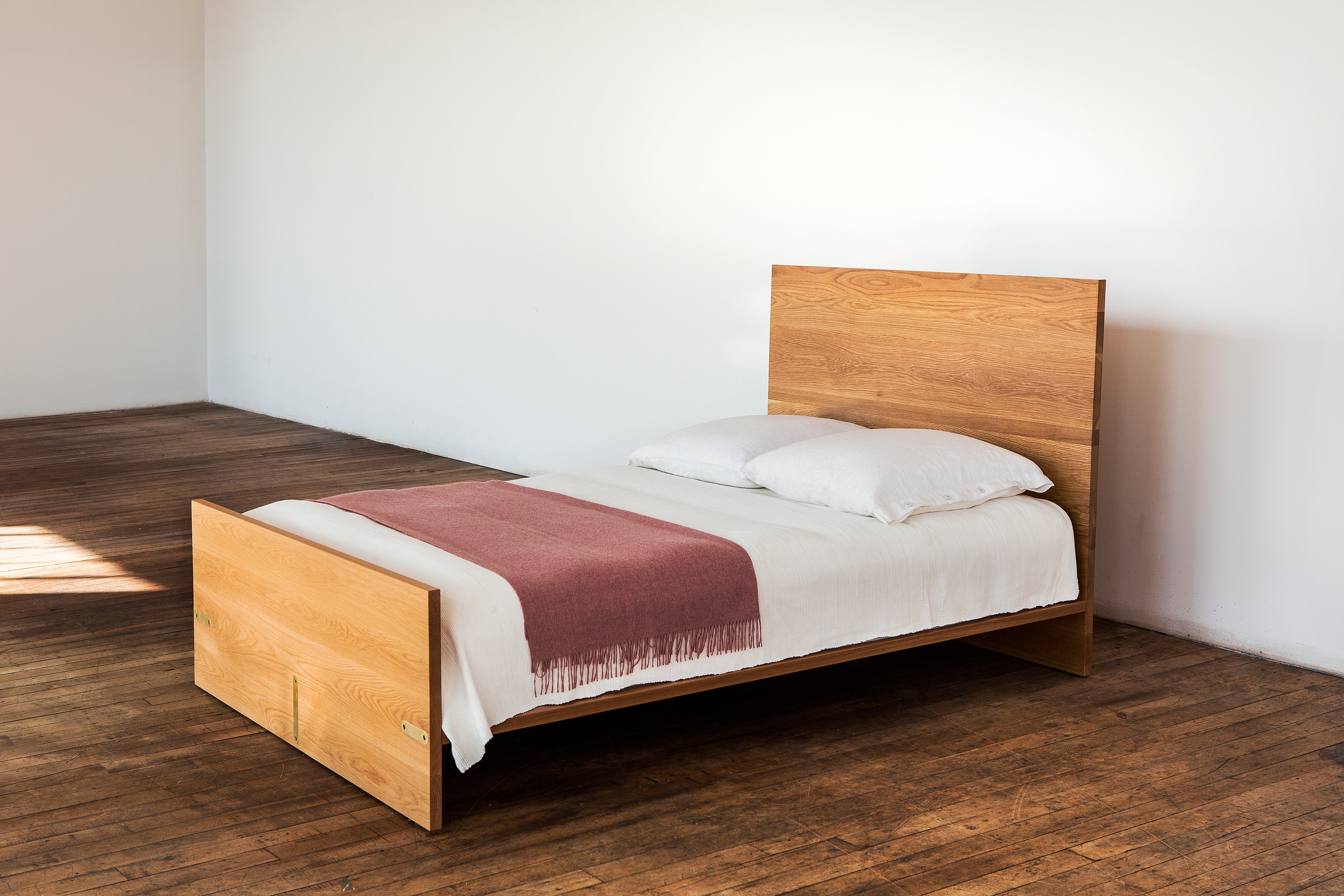 Ab6, Queen Size Contemporary White Oak Platform Bed With Two Storage Ab6, Queen Size Contemporary White Oak Platform Bed With Two Storage