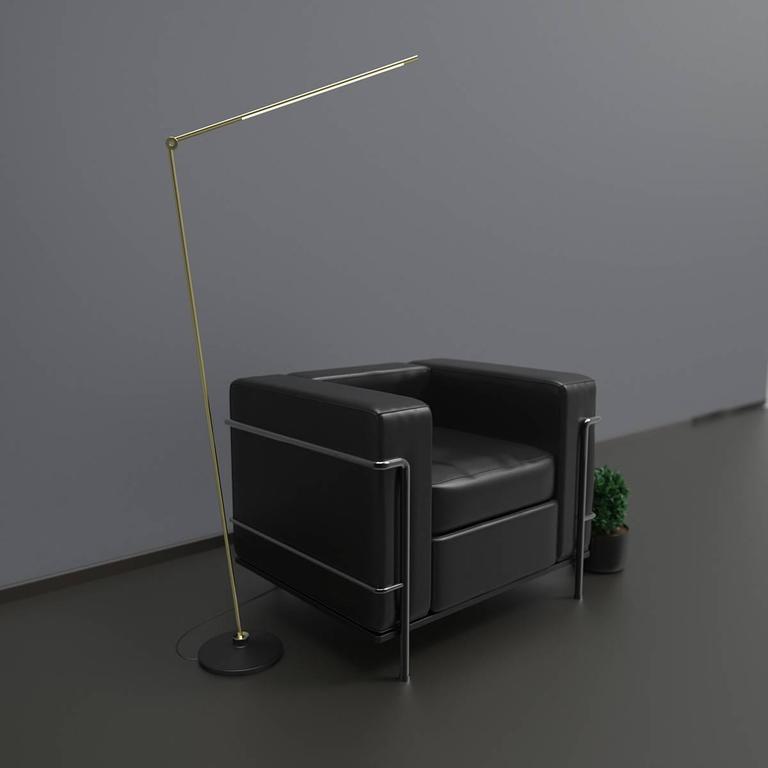 Thin Model F Contemporary 1/2 Brass Floor Led Lamp with Cast Iron Base