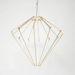Solid Brass Contemporary Tall Chandelier with Thin Adjustable LED Arms