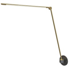 Thin Modern Dimmable LED Adjustable Tall Wall-Mounted Lamp in Satin Brass