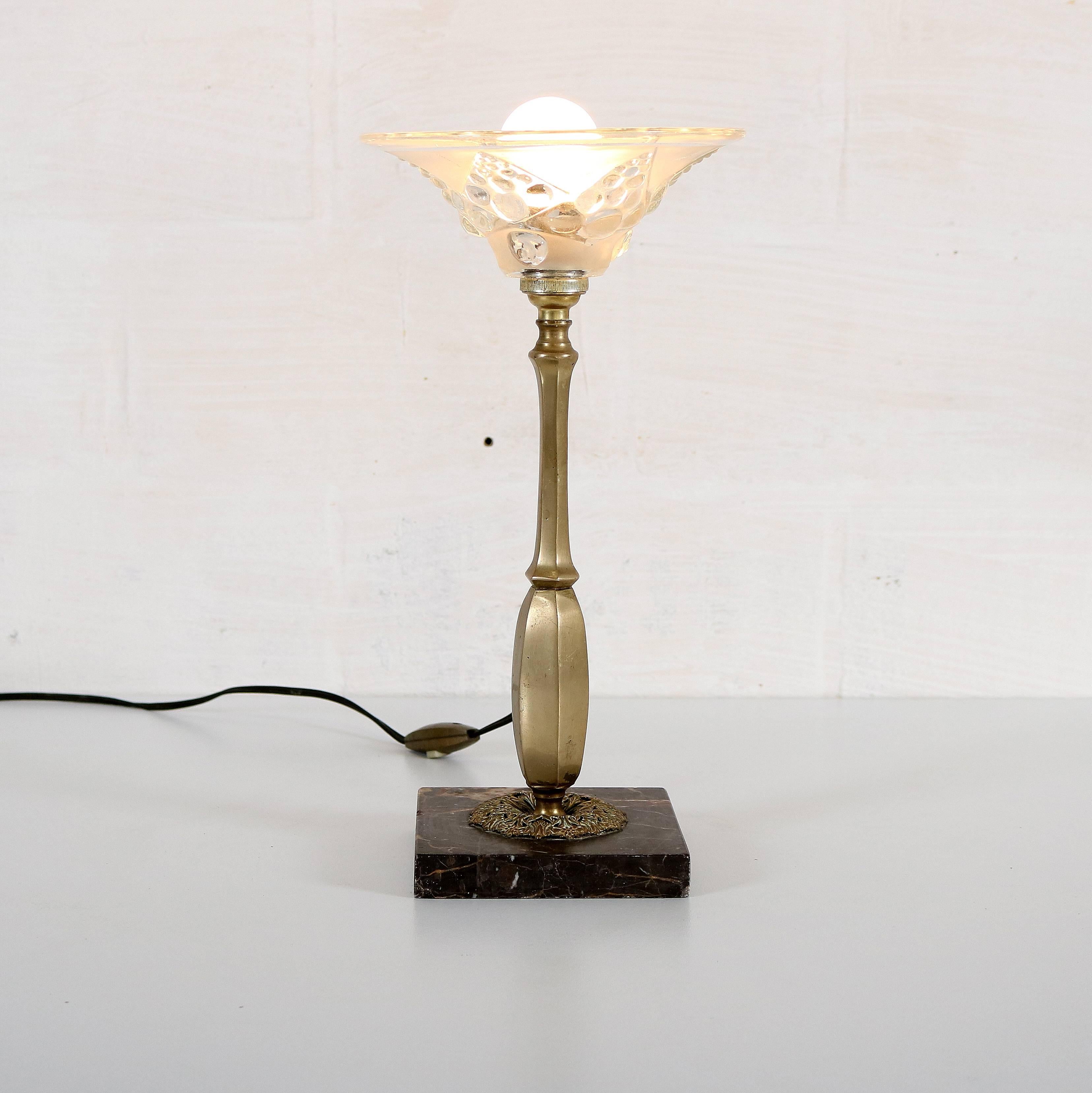 French Art Deco Copper Lamp, circa 1920 For Sale
