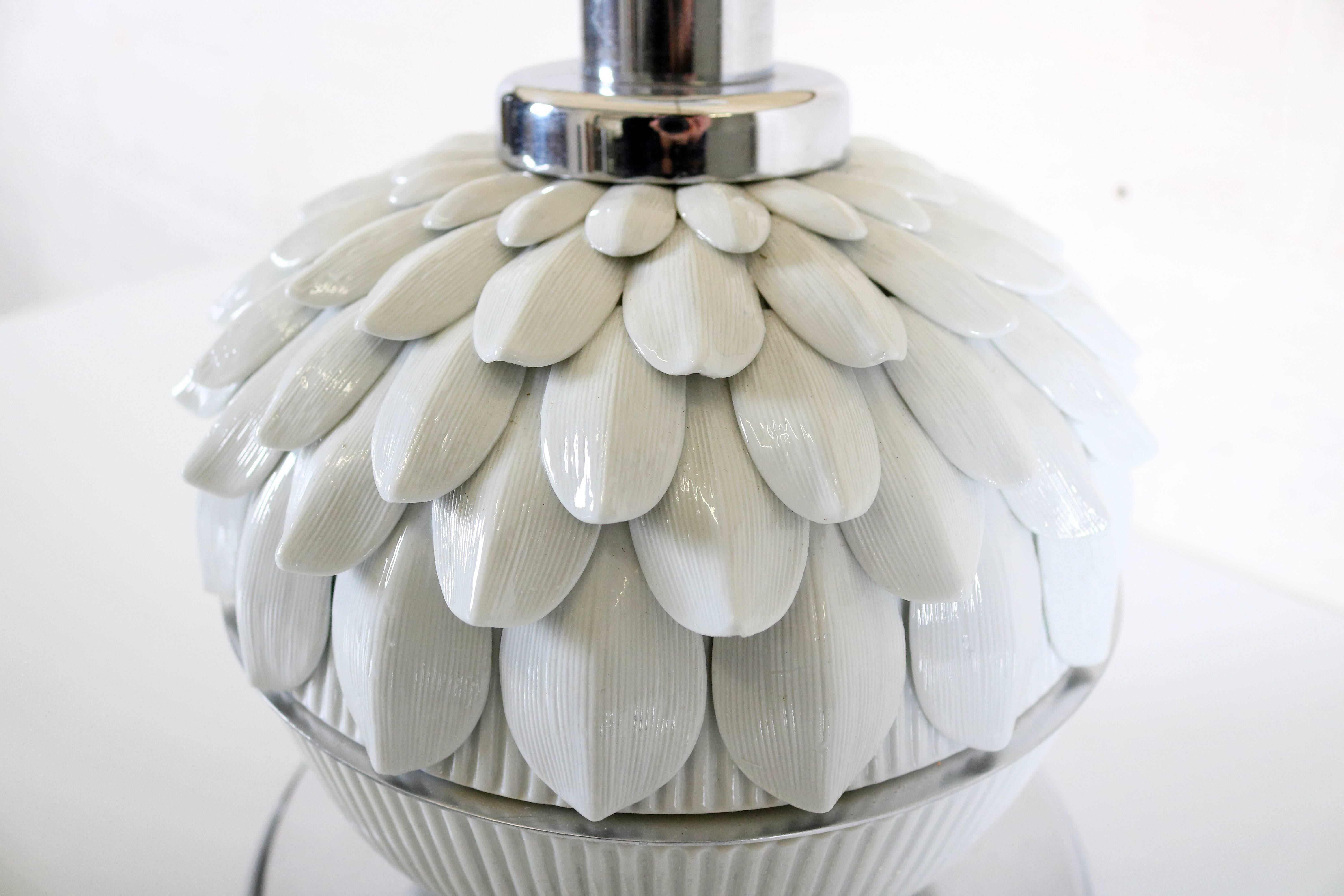 Porcelain Artichoke Lamp For Sale 3