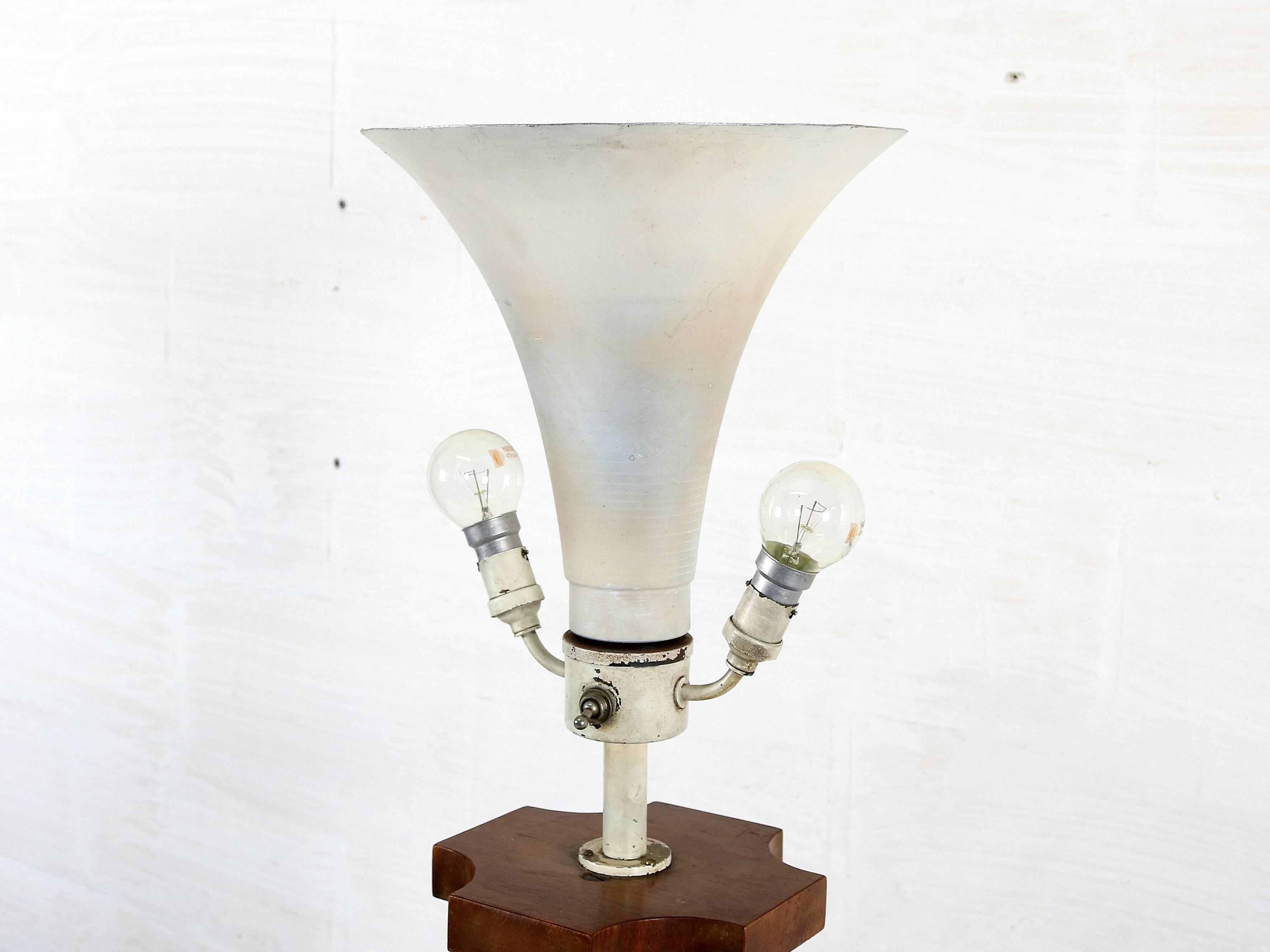 Metal Art Deco Lamp with Corinthian Pillar For Sale