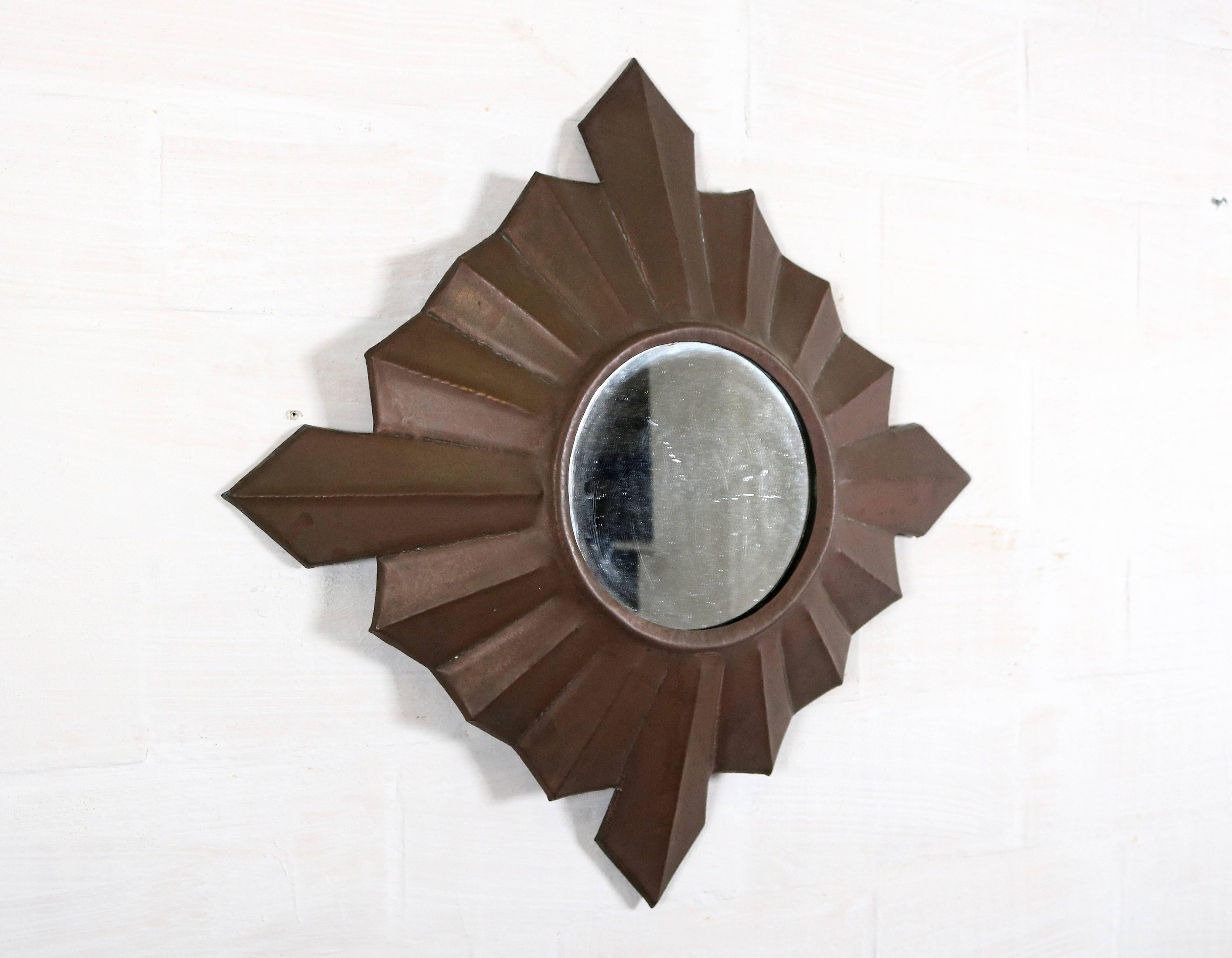 French Art Deco Copper Mirror For Sale