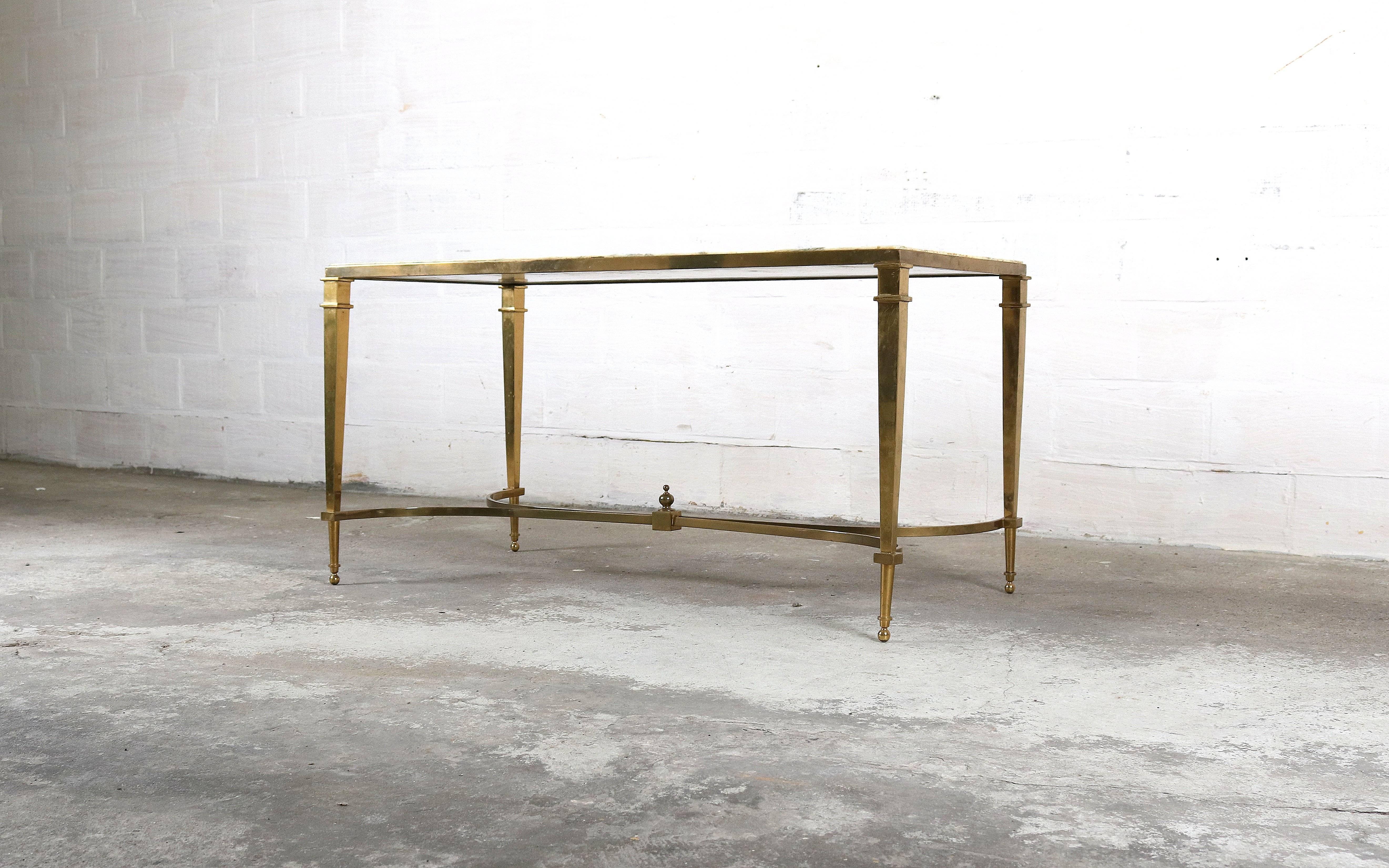 Maison Jansen table with Carrara marble top
and brass base.