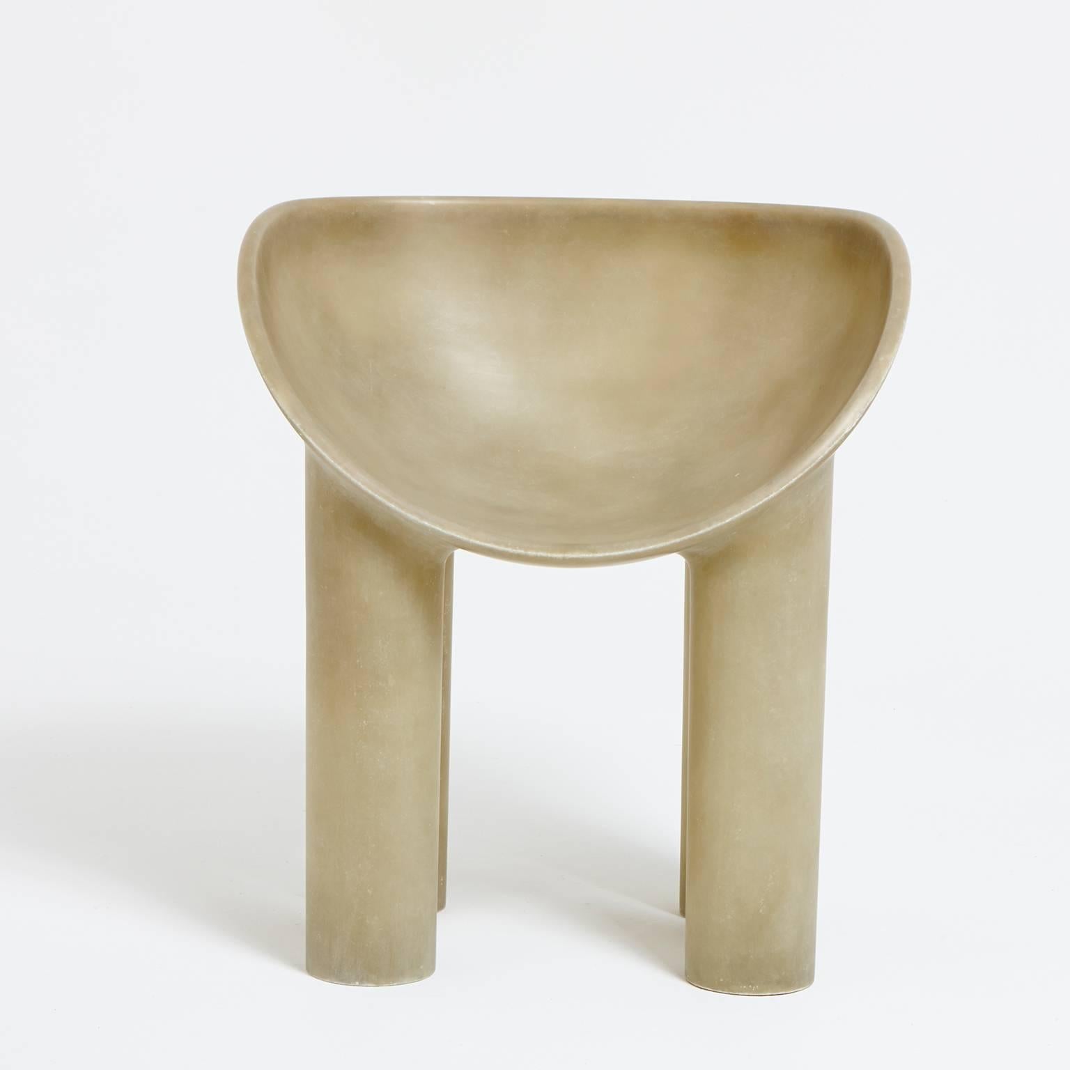 Faye Toogood

One piece currently available. New orders require production time of 7-8 weeks.

This scoop-seated chair with four plump legs is cast as a single piece of fiberglass. The raw, translucent hue evokes vintage Bakelite.

raw