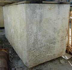 Rare Large French Antique Limestone Trough with Wooden Top