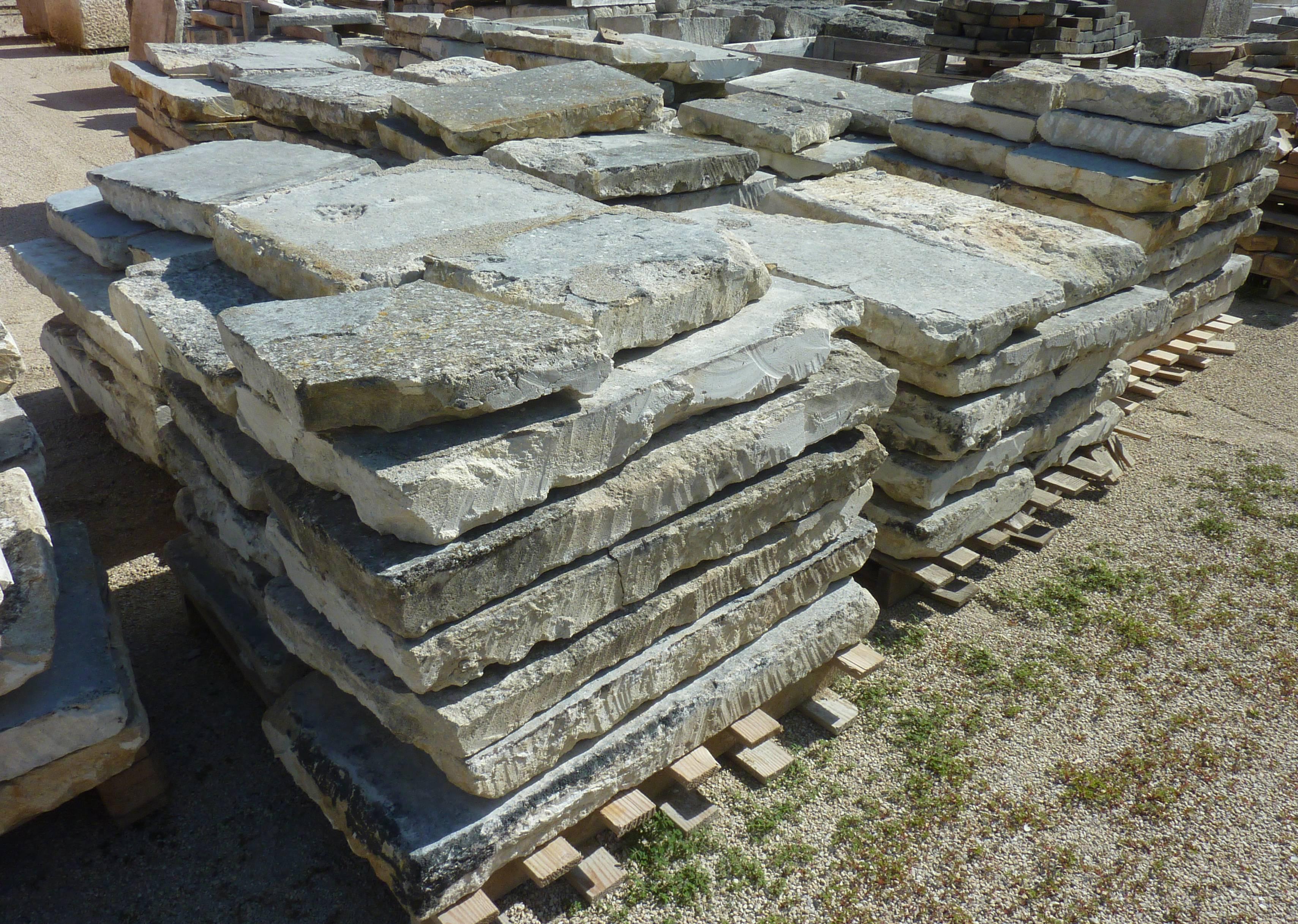 18th Century and Earlier Authentic 18th Century French Reclaimed Limestone Floors Bars De Beaucaire For Sale
