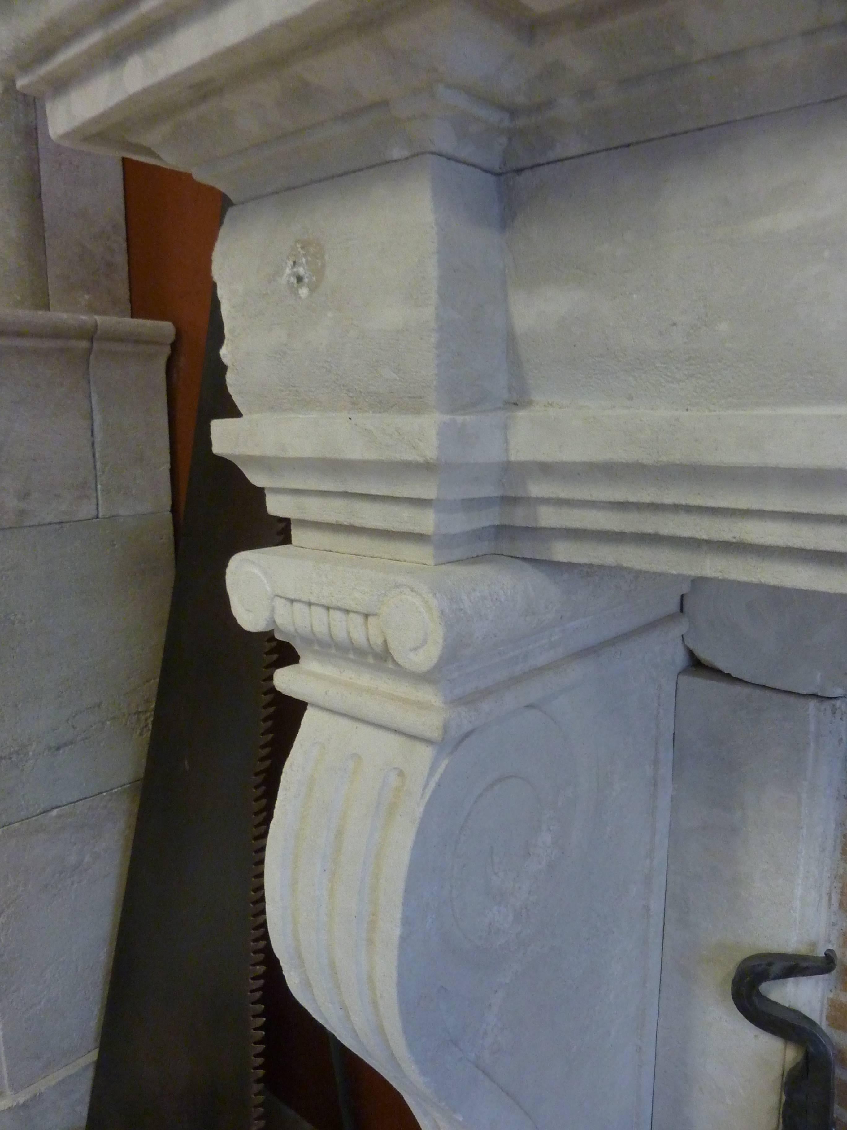 Contemporary Superb Mantel with Trumeau of the Napoleon III Style Carved in French Limestone For Sale