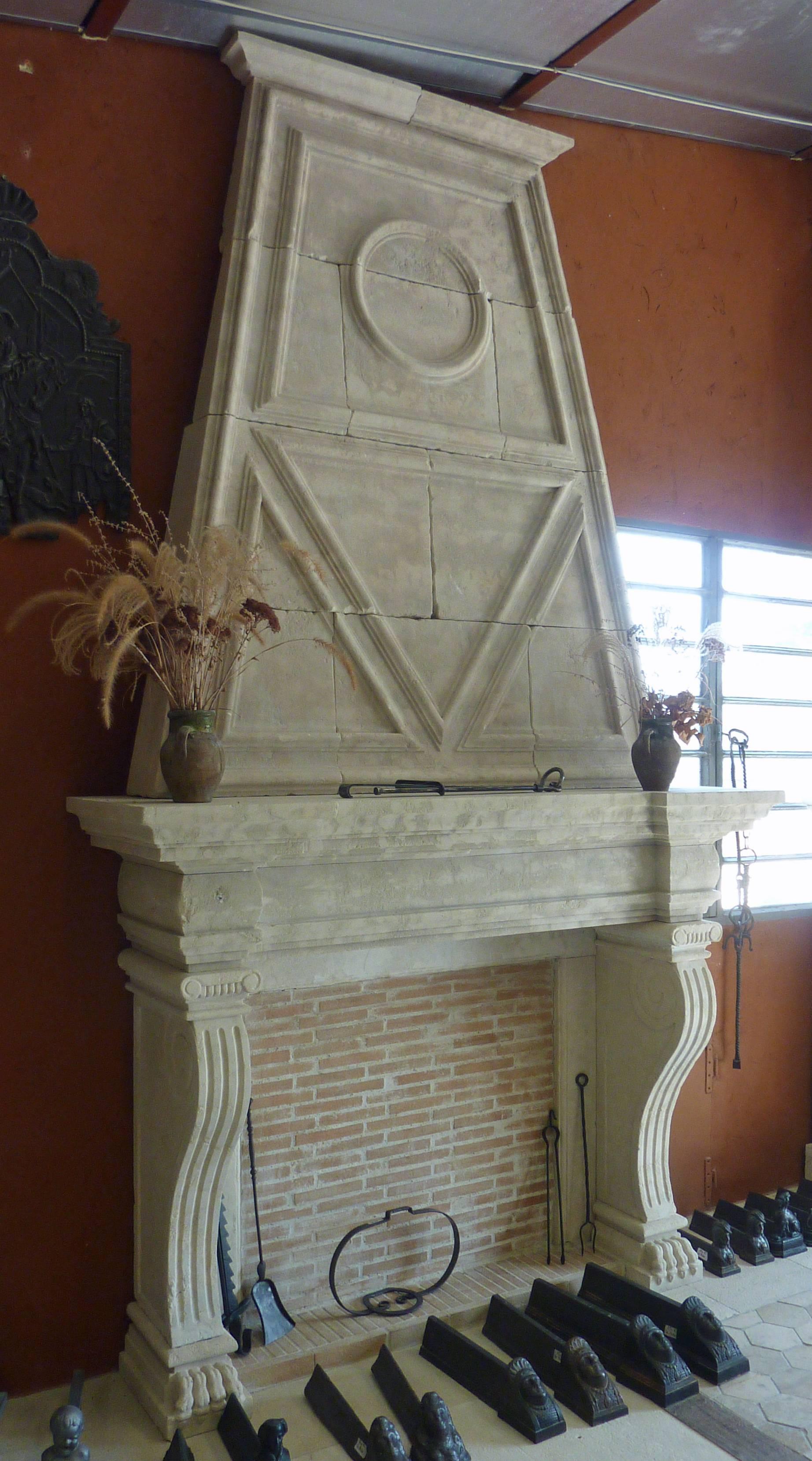 Superb Mantel with Trumeau of the Napoleon III Style Carved in French Limestone For Sale 5