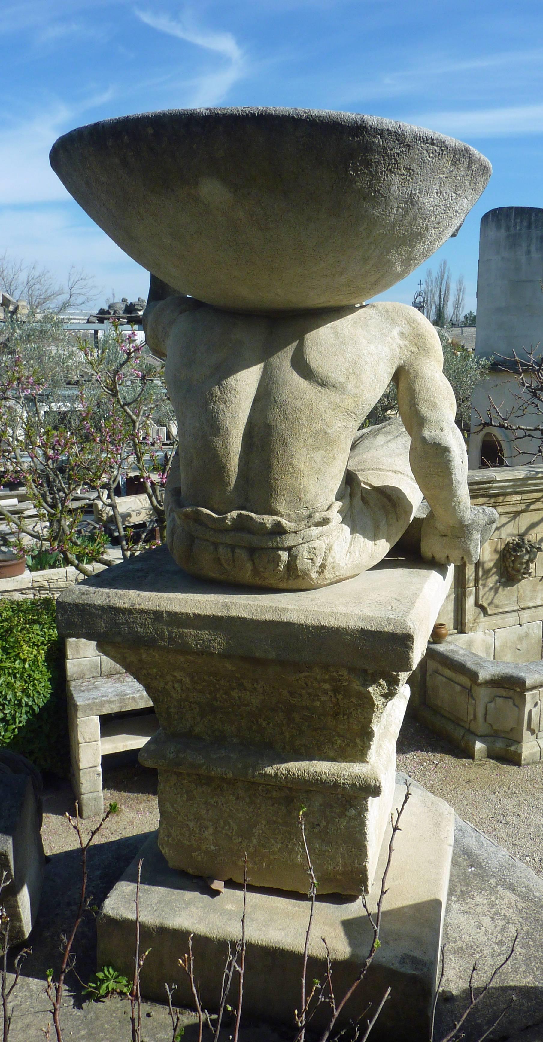 This superb statue has been carved and finely hand-sculpted in a natural limestone from Provence, the stone of Estaillades. Presenting a nice natural patina, it represents the famous character from the novel 