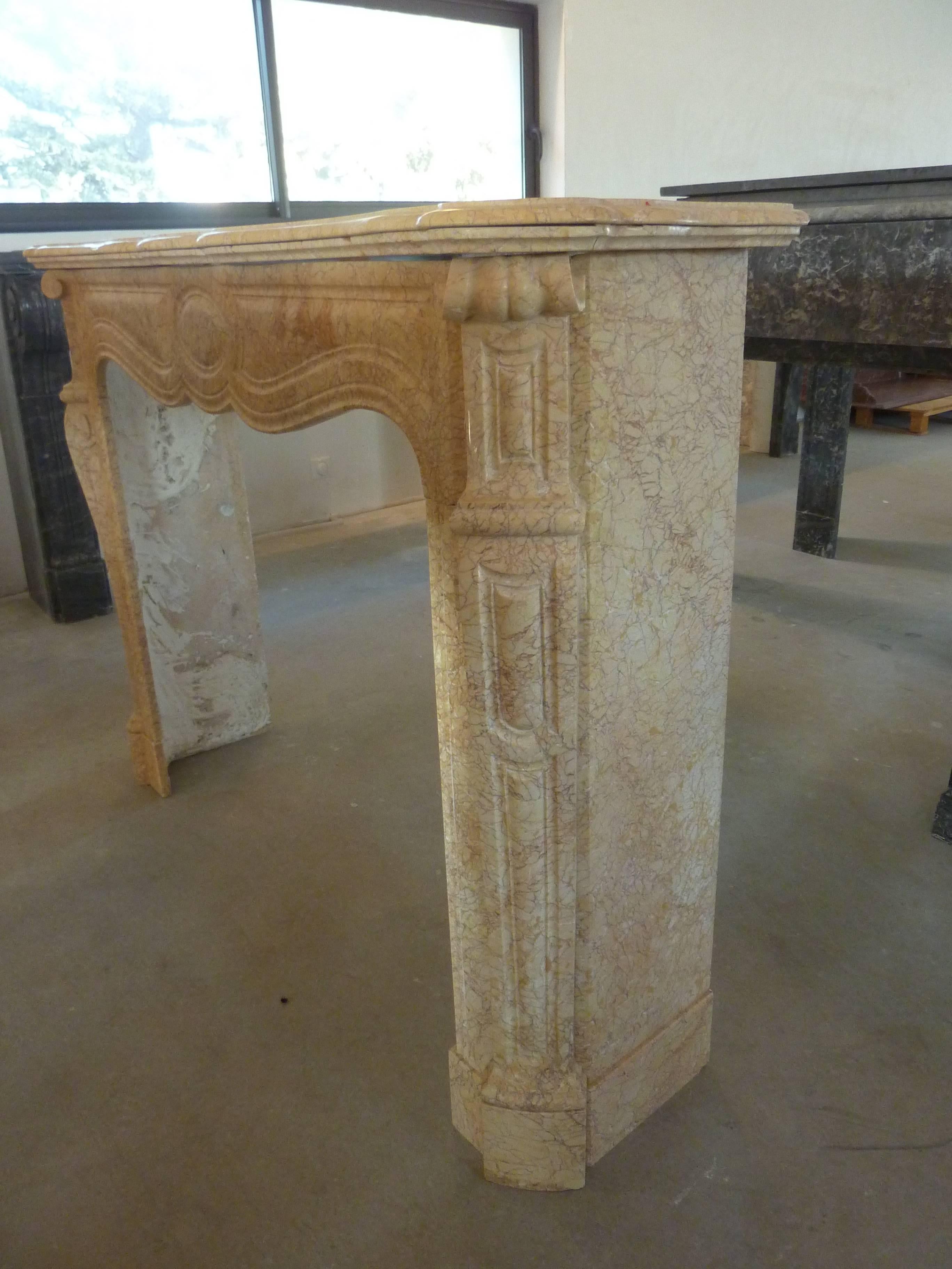 Breccia Marble Wonderful 19th Century Louis XV Mantel in Trets Marble For Sale