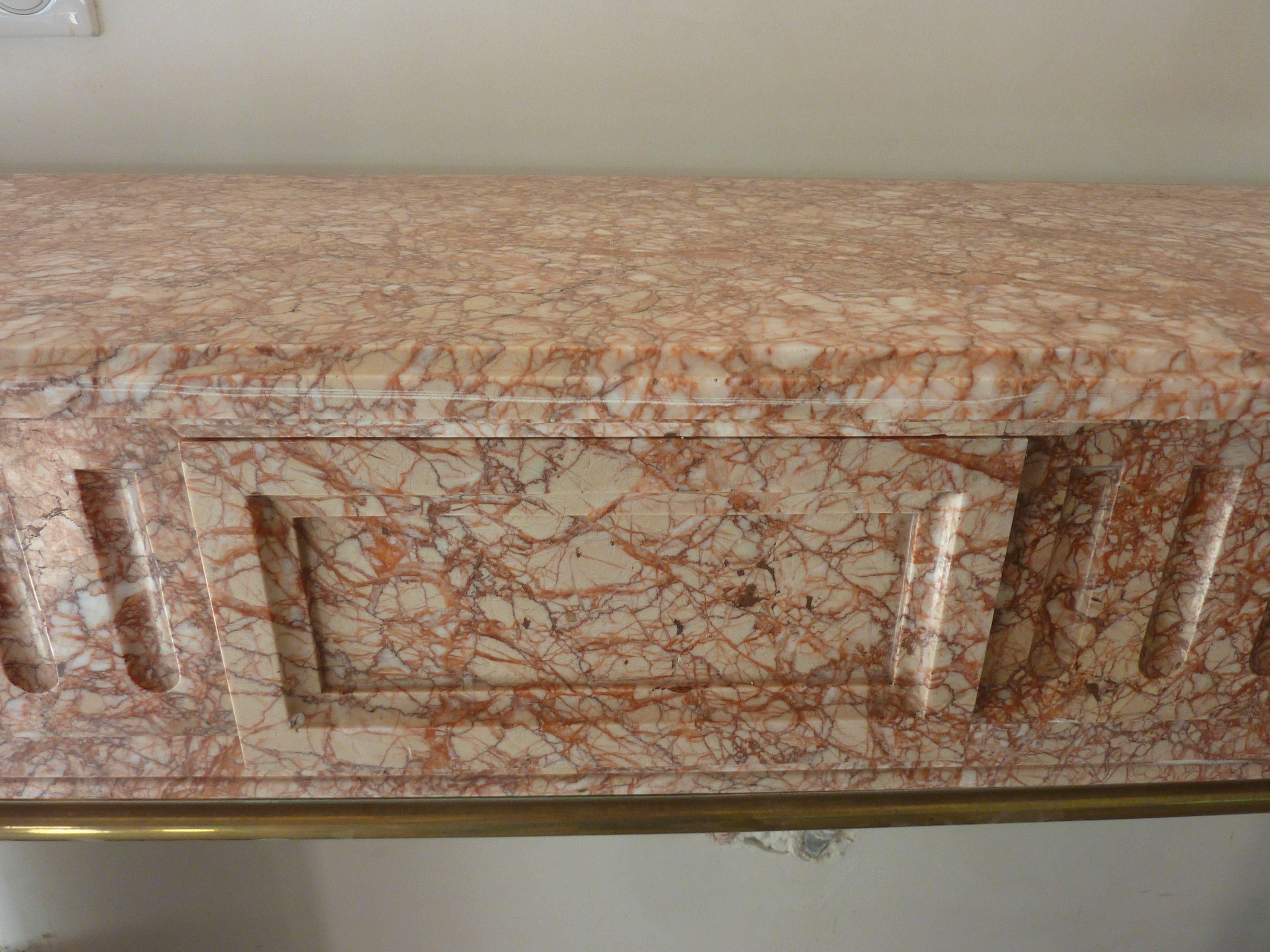 French Wonderful 19th Century Louis Xvi Style Mantle Made of Pyrenees Pink Marble For Sale