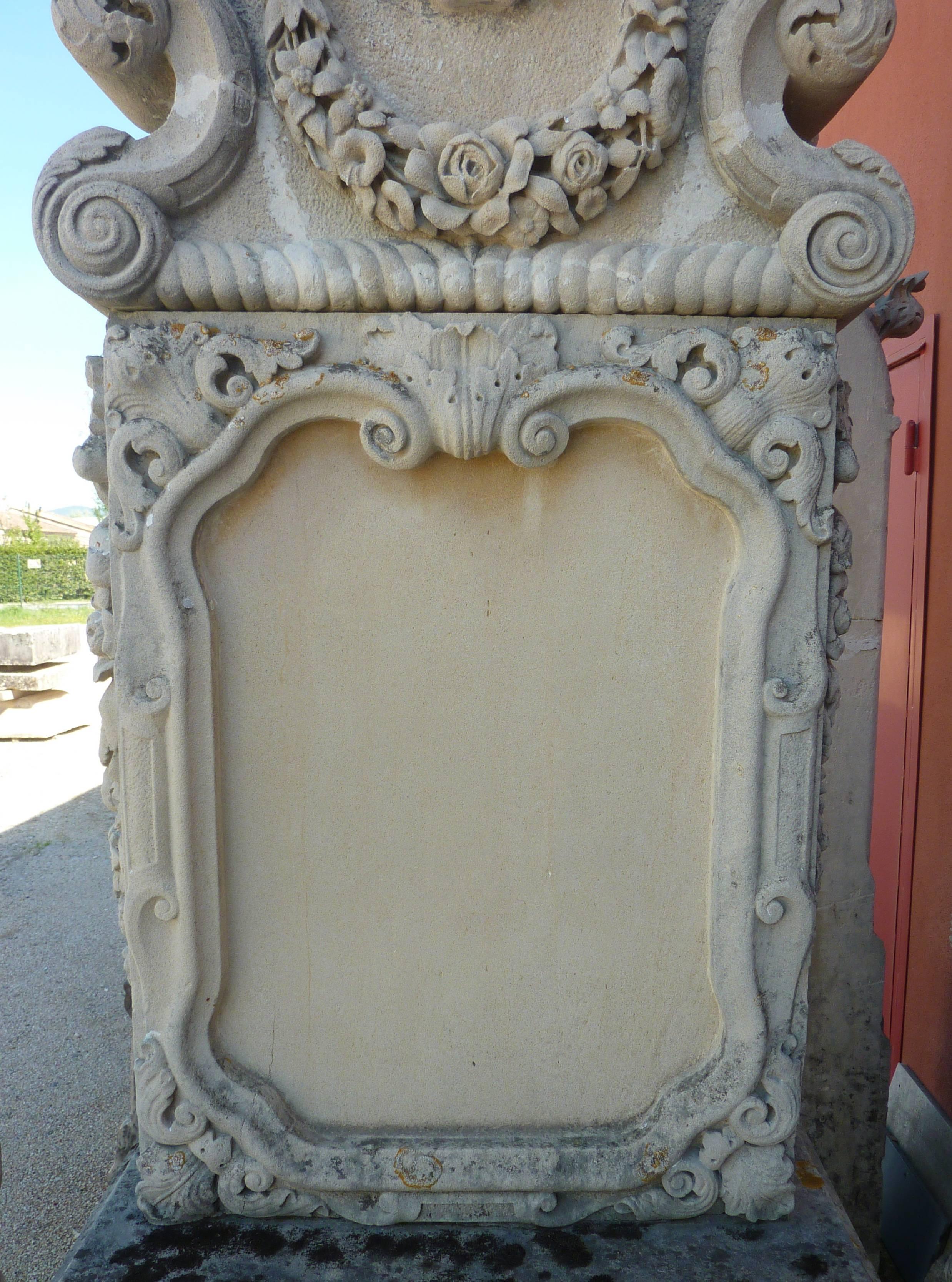 19th Century Stunning and Rare Gothic Ornamental Stele Sculpted in French Limestone For Sale