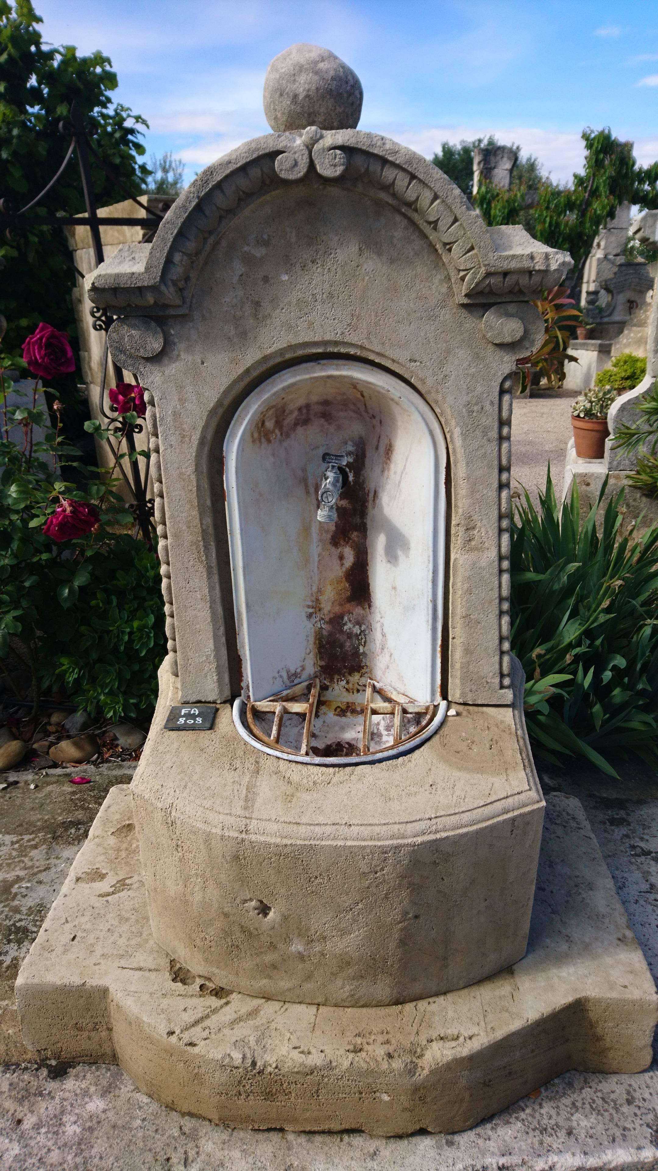 French Antique Small Limestone Wall Fountain from Provence, France For Sale