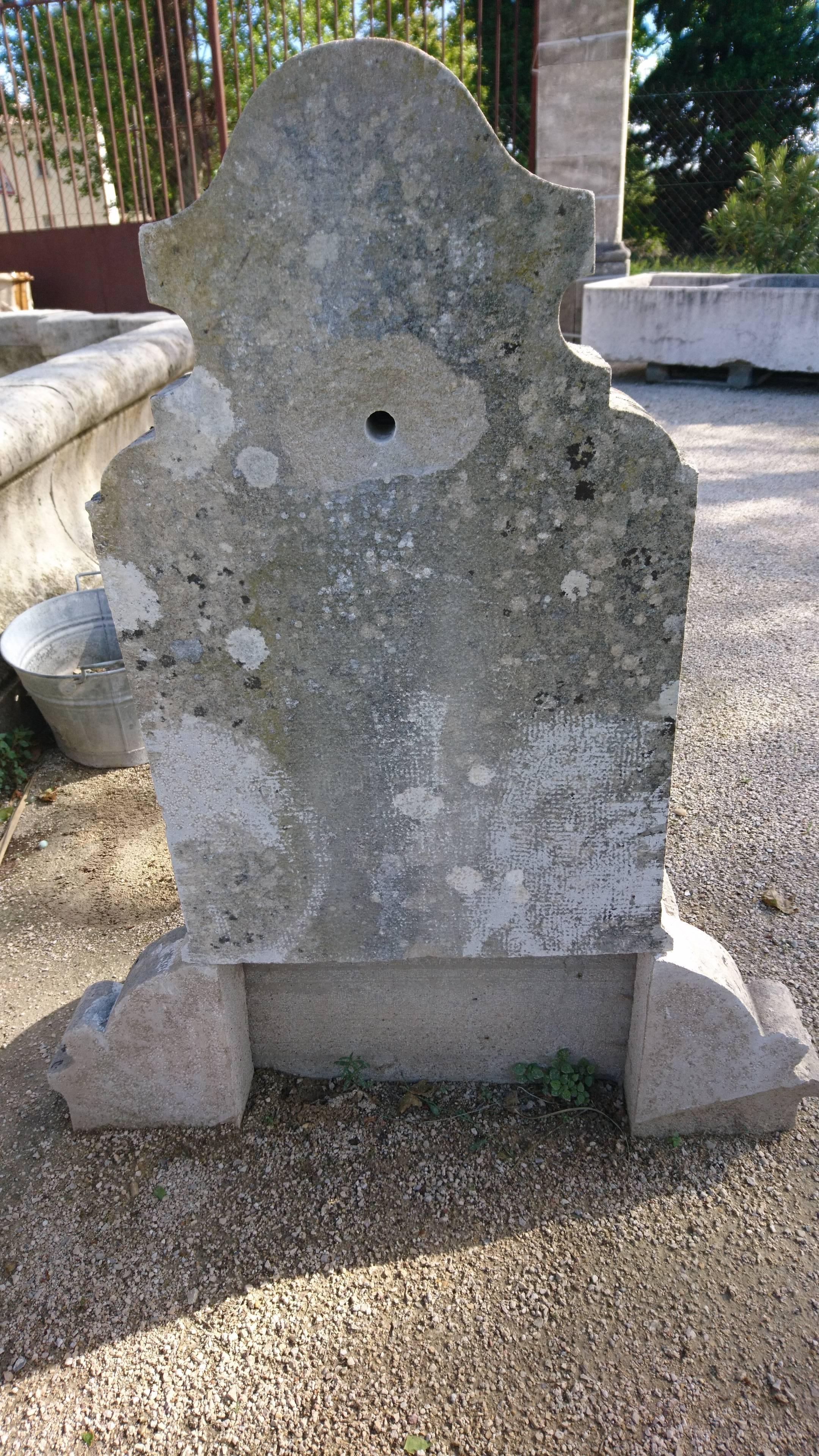19th Century Wonderful Antique Small Garden Stone Fountain with Ancient Faucet and Metal Bars