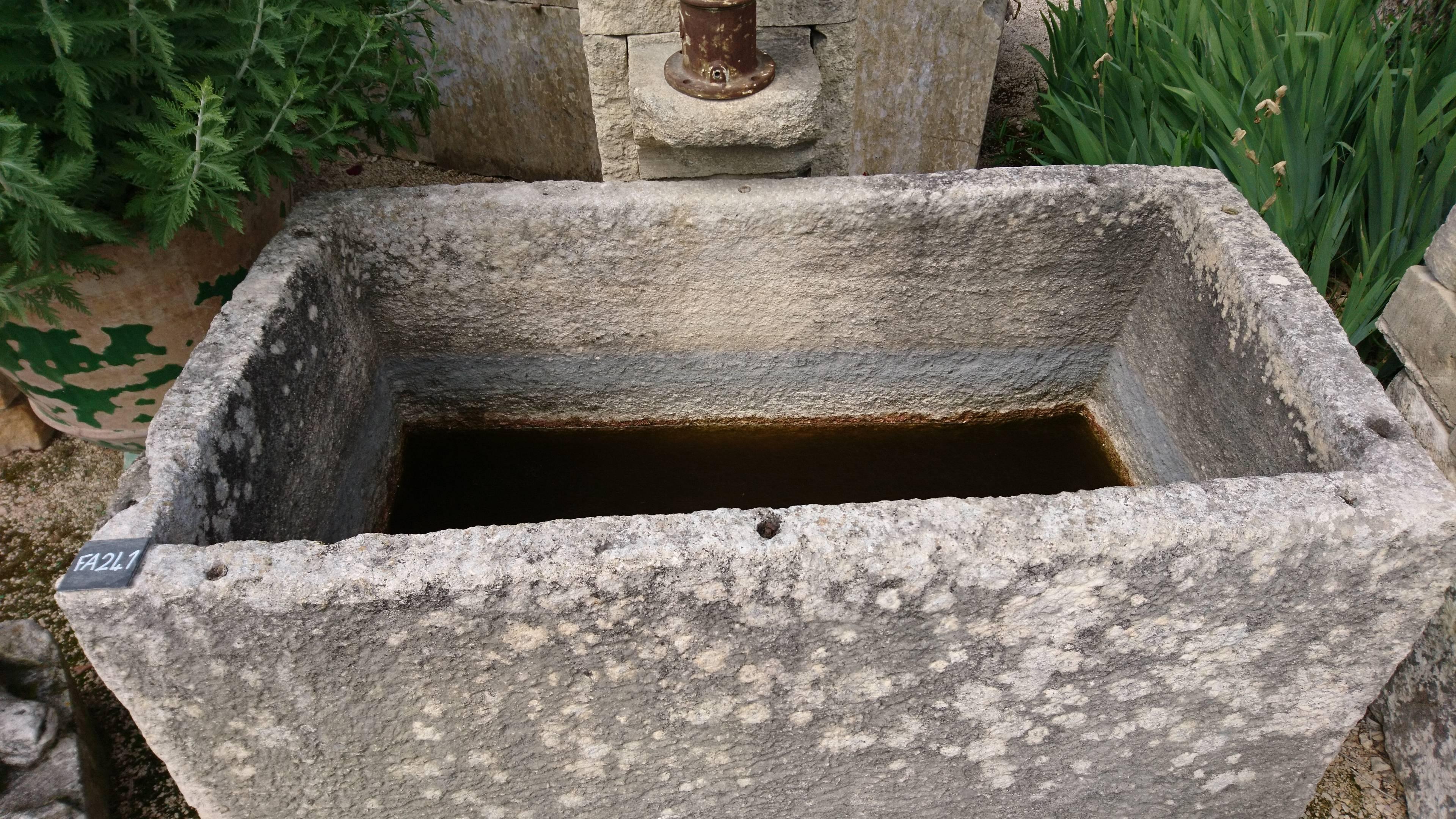 19th Century Antique Wall-Fountain with Ancient Manual Water Pump and Monolith Stone Basin For Sale