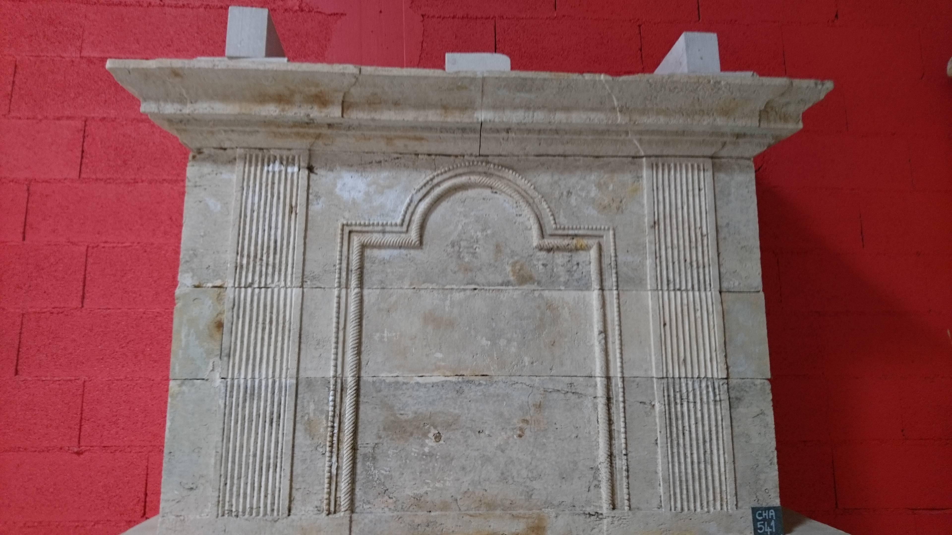 18th Century Louis XVI Fireplace with Trumeau in French Limestone, France For Sale 3