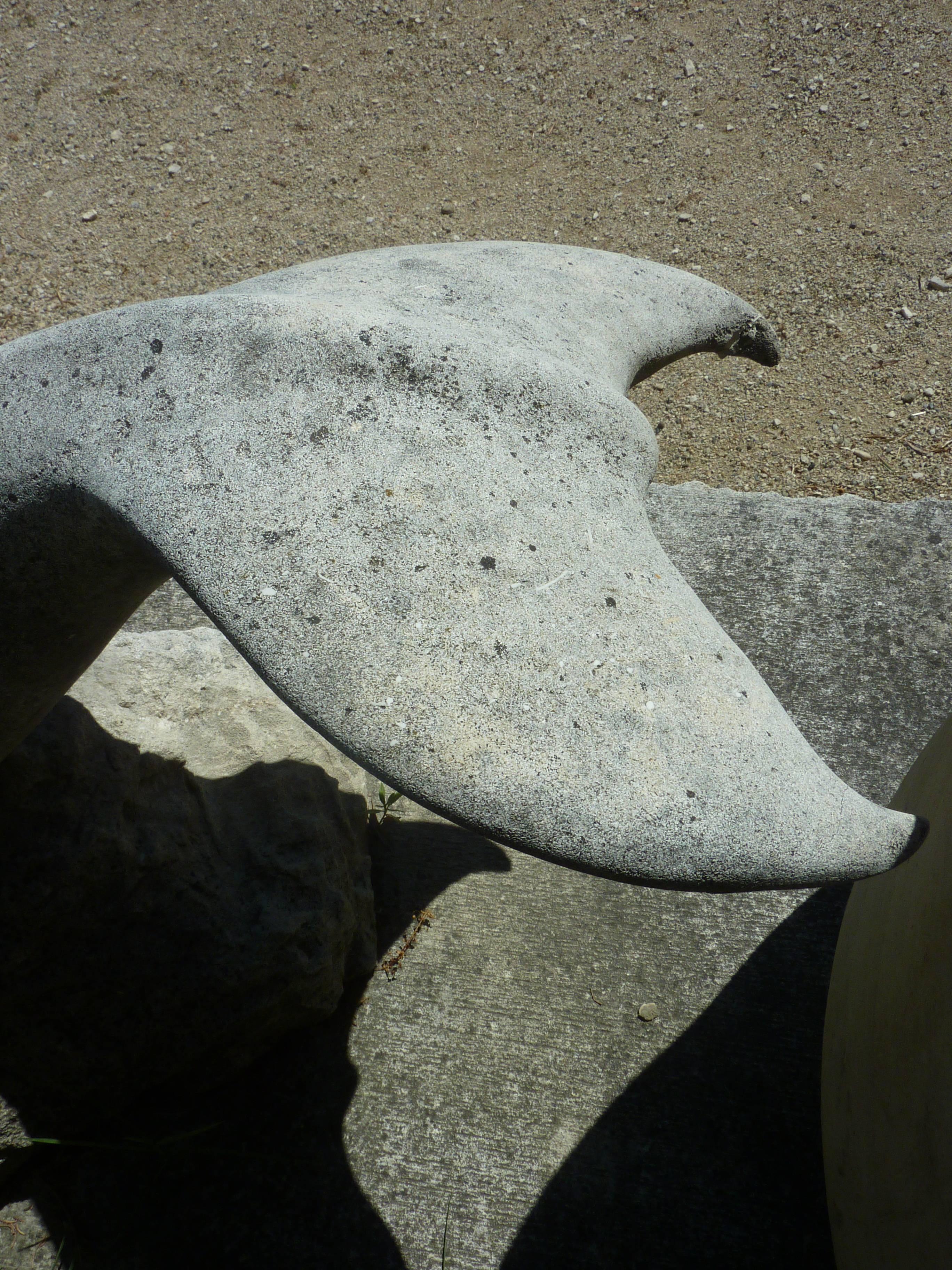20th Century Hand-Sculpted Dolphin in French Natural Limestone, Provence For Sale 3