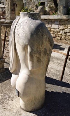 Hand-Carved Sculpture in Stone, Nude Man's Torso Provence, France