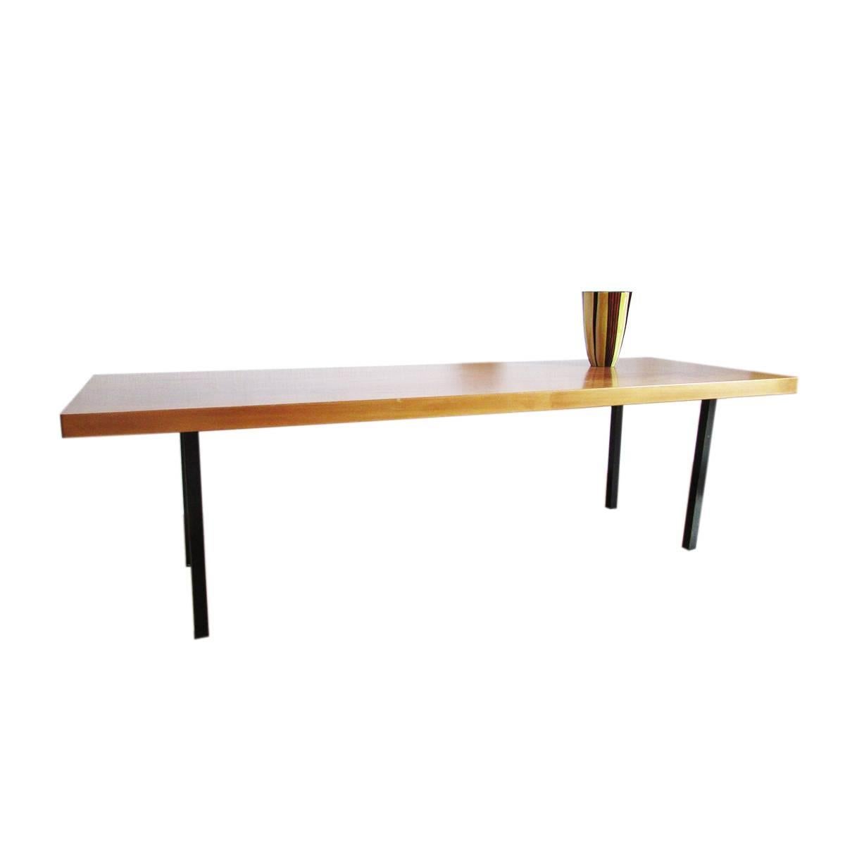 Lacquered Mid-Century Walnut Swiss Coffee Table