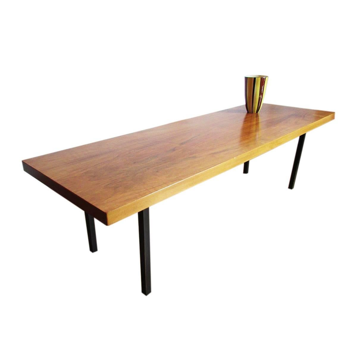 Well proportioned American walnut coffee table.
Made in Switzerland circa 1960 by Weibel, following the minimalistic trend of that time.
 