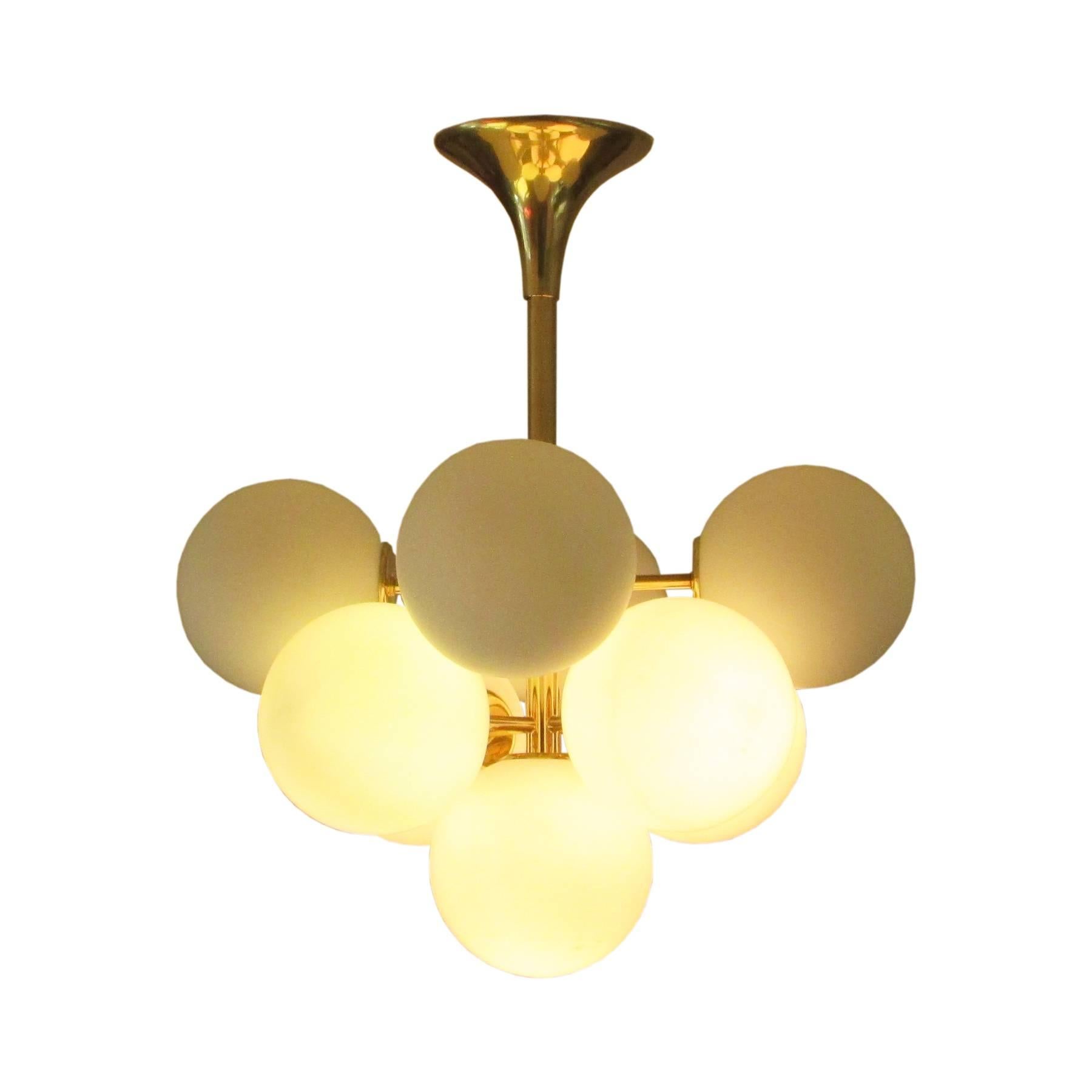 Gilt Pair of 1960 Sputnik Pendant Lamp by Max Bill