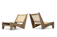 Pierre Jeanneret, PJ-SI-59-C, Kangaroo Chairs, circa 1960, Teak Cane, Chandigarh