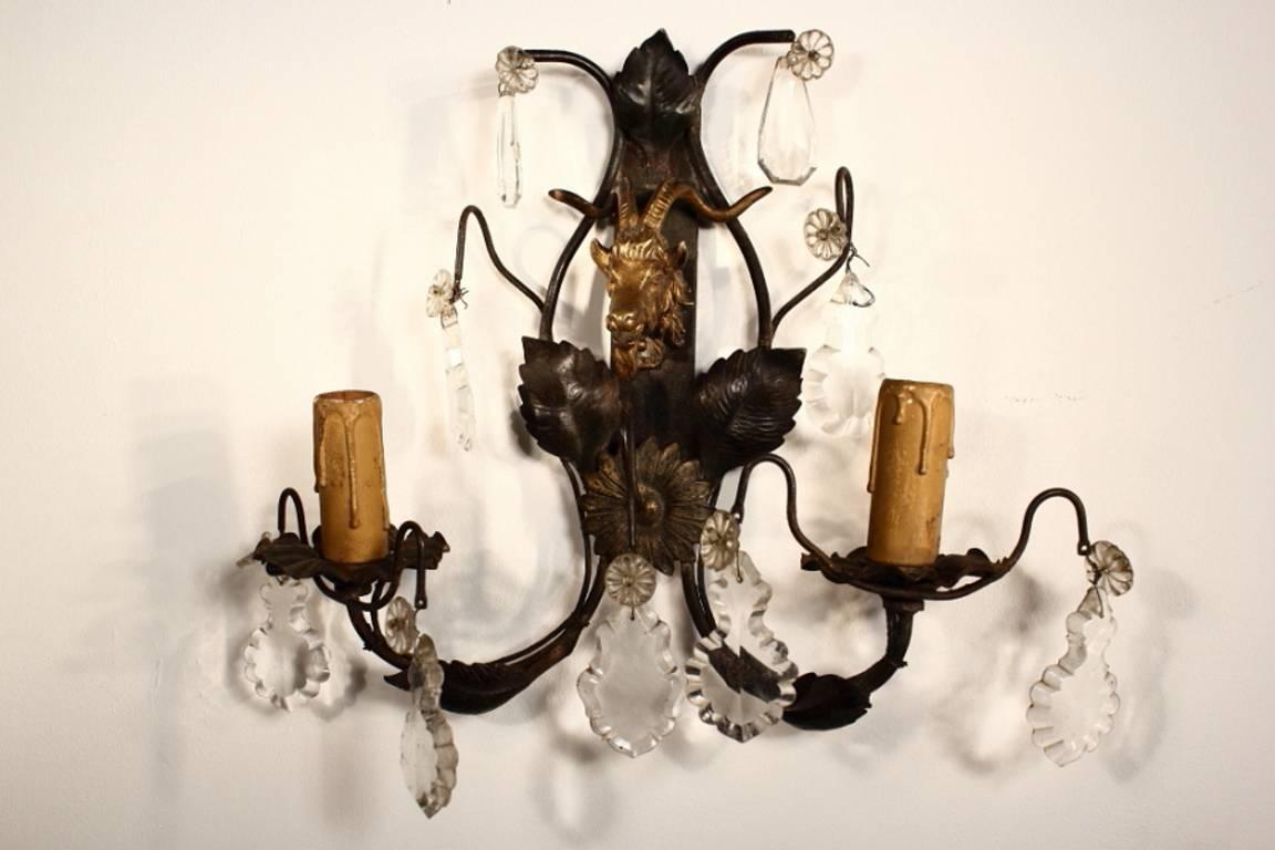 Unusual, 1940s French wall sconces with rams heads in gilded metalwork.


 