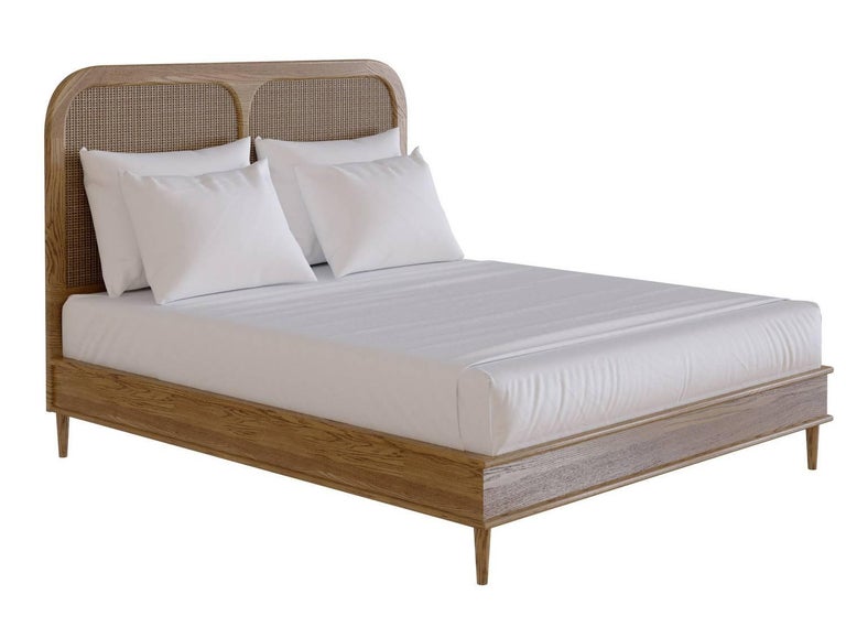 Bed For Hotel Sanders By Lind Almond In Cognac And Rattan Euro King At 1stdibs Bed For Hotel Sanders By Lind Almond, Rattan Platform King Bed