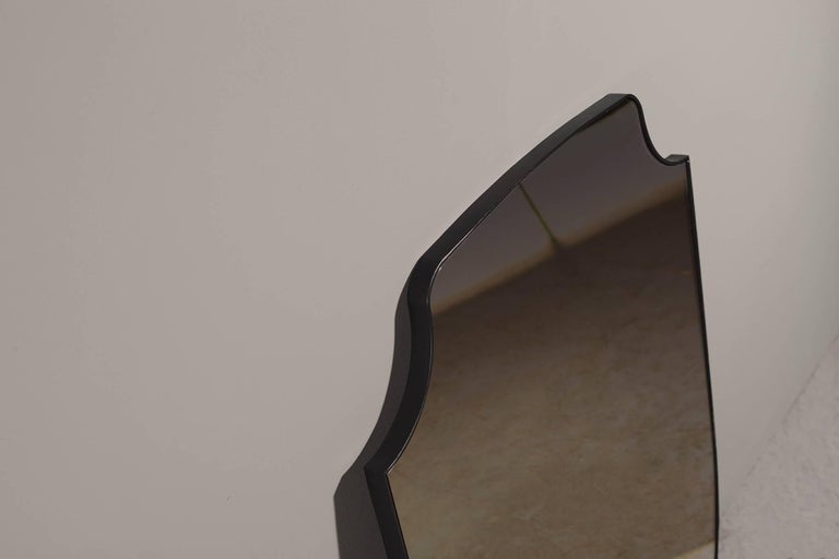Minimalist Aegis Wall Mirror in Blackened Steel — Handmade in Britain For Sale