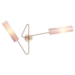 Continuum 03 Sconce: Satin Brass/Pink Glass Shade by Avram Rusu Studio