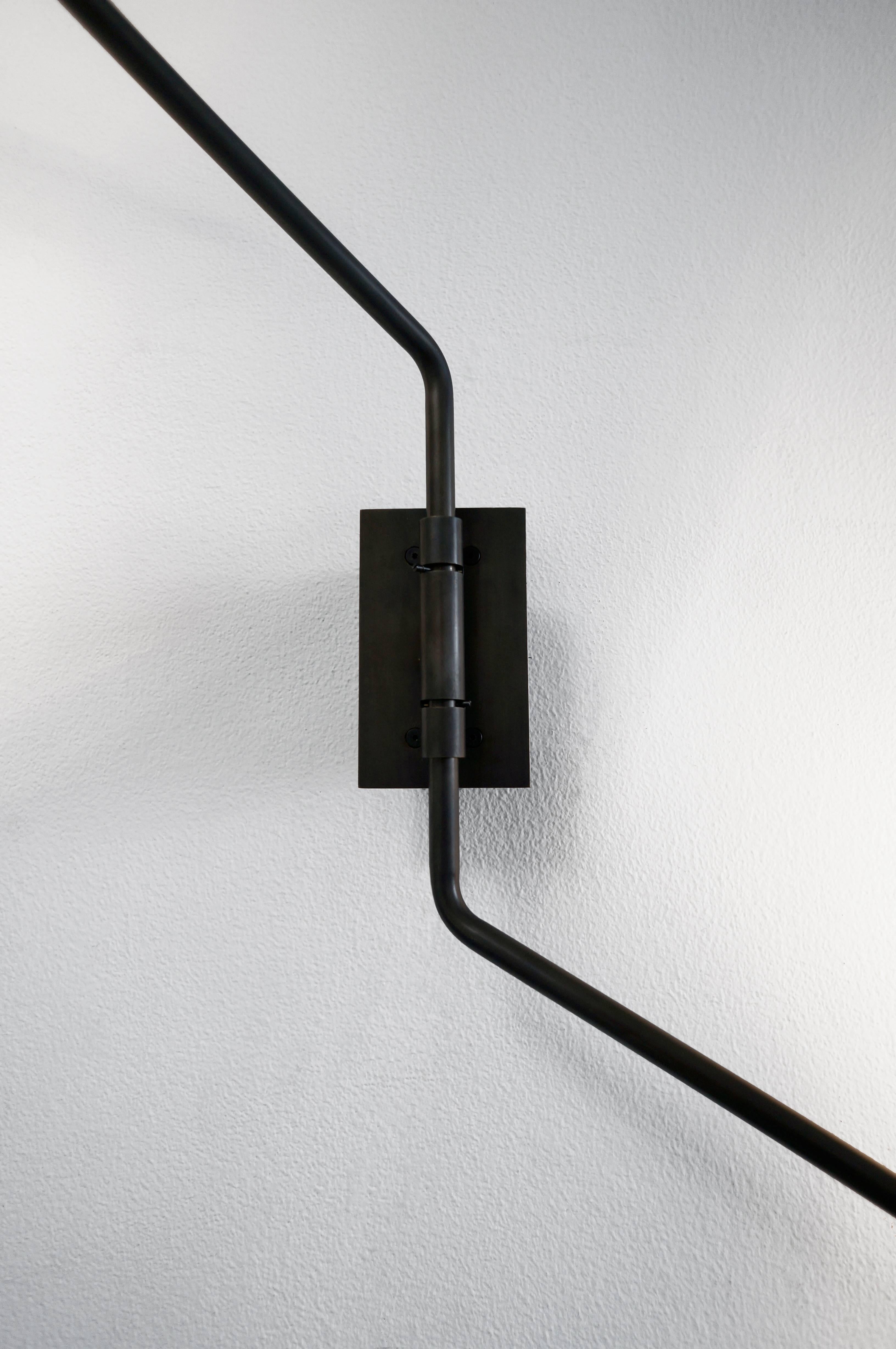 Contemporary Switch Two-Arm Wall Sconce - Patinated Brass For Sale