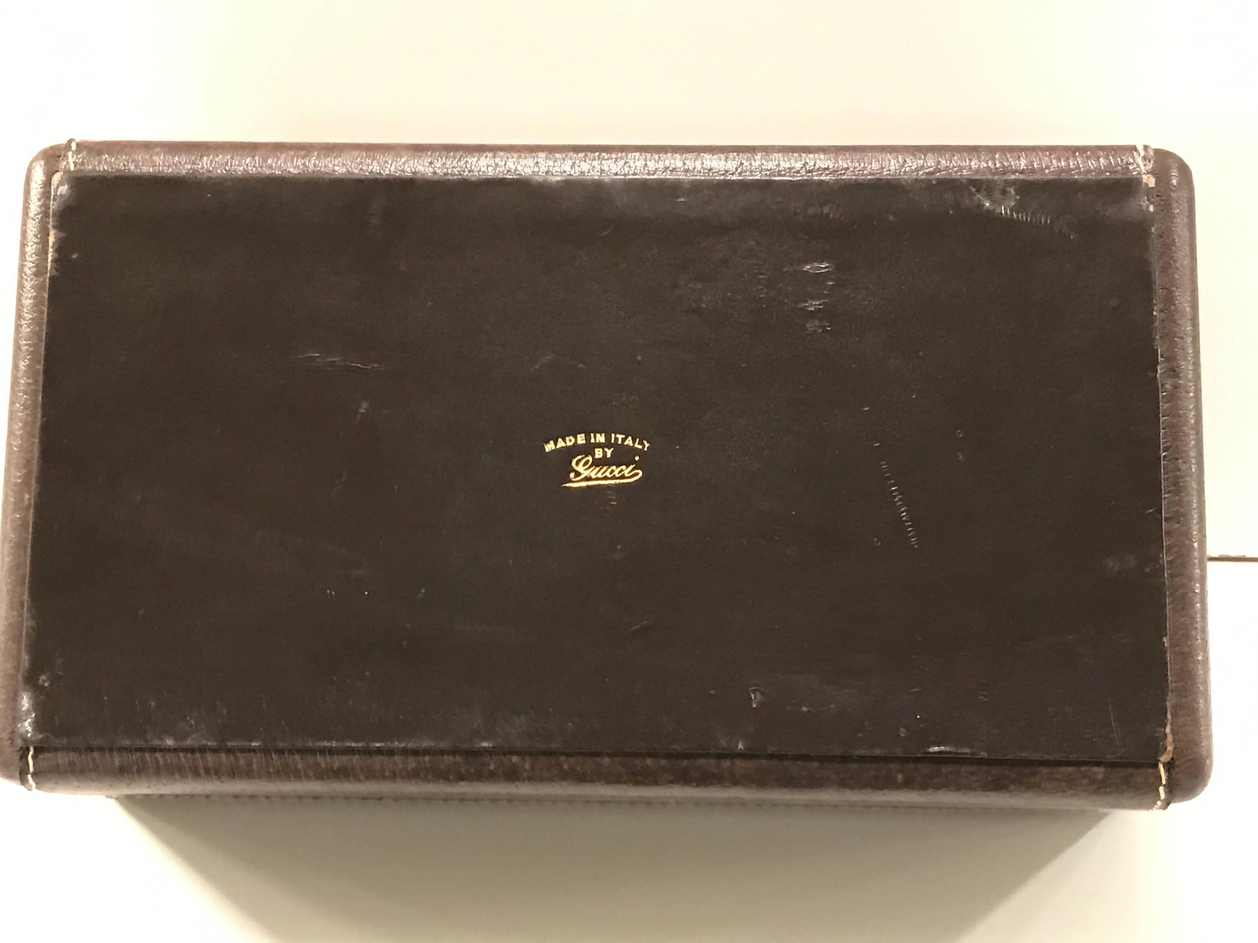 Italian Gucci Leather Mens Jewelry or Watch Box with Divided Interior