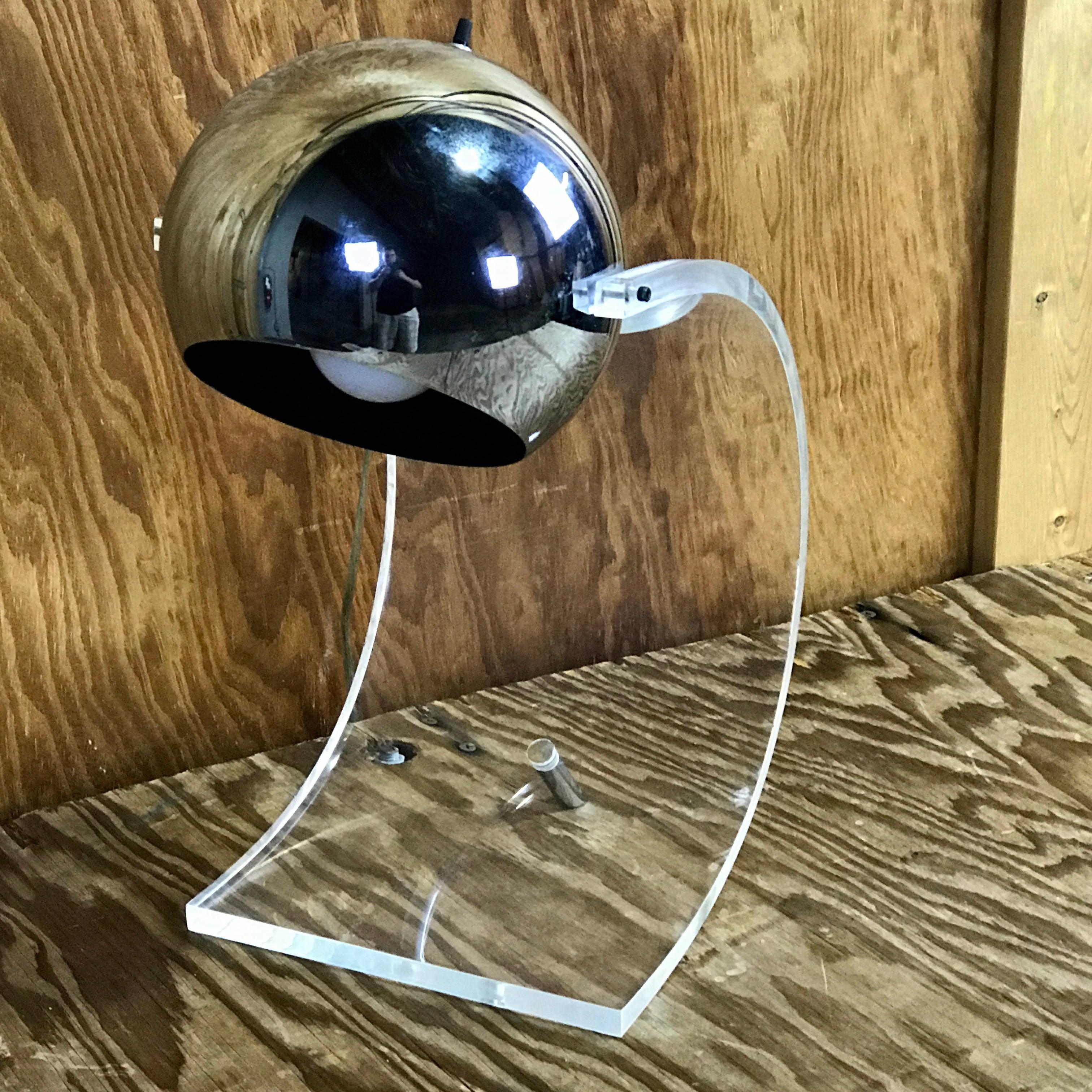 Late 20th Century Mid-Century Lucite and Chrome Cantilever Desk Lamp by Robert Sonneman