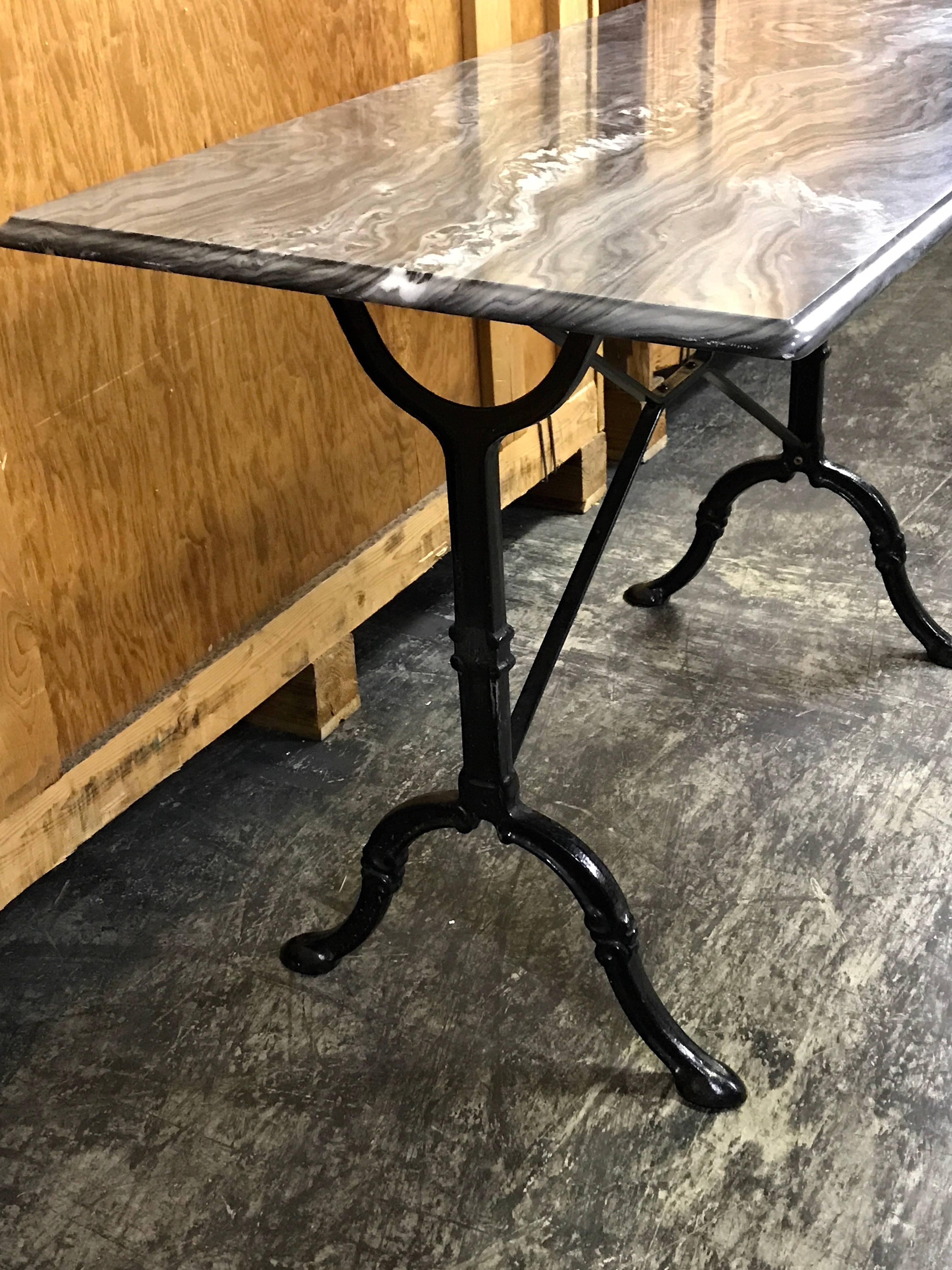 Iron Antique French Marble Top Bakers/Bistro Table