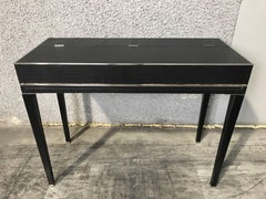 Exquisite Woven Leather and Stainless Steel Campaign Desk by Theodore Alexander